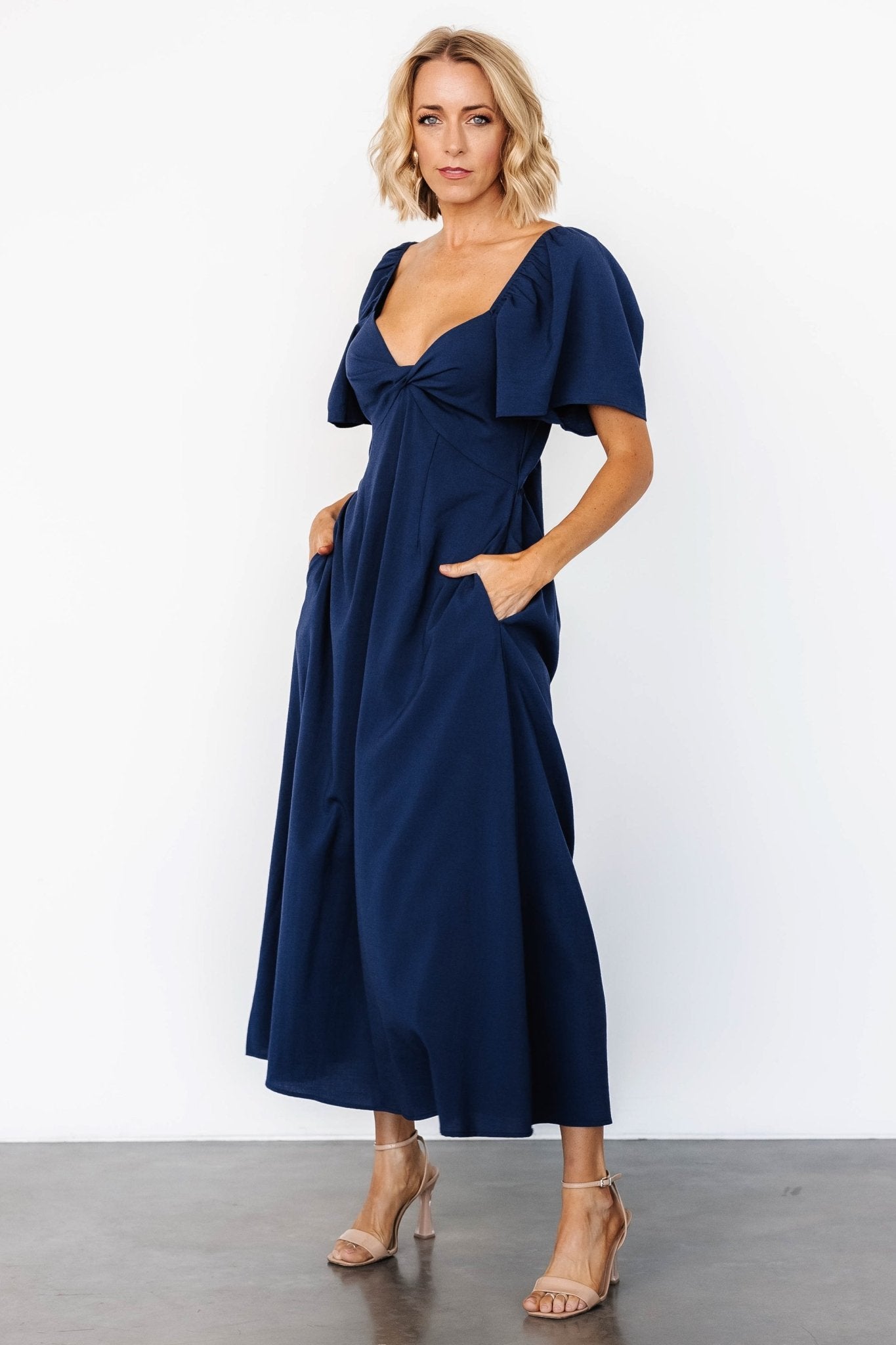 Indie Back Tie Dress | Navy Cheap Sale Inexpensive