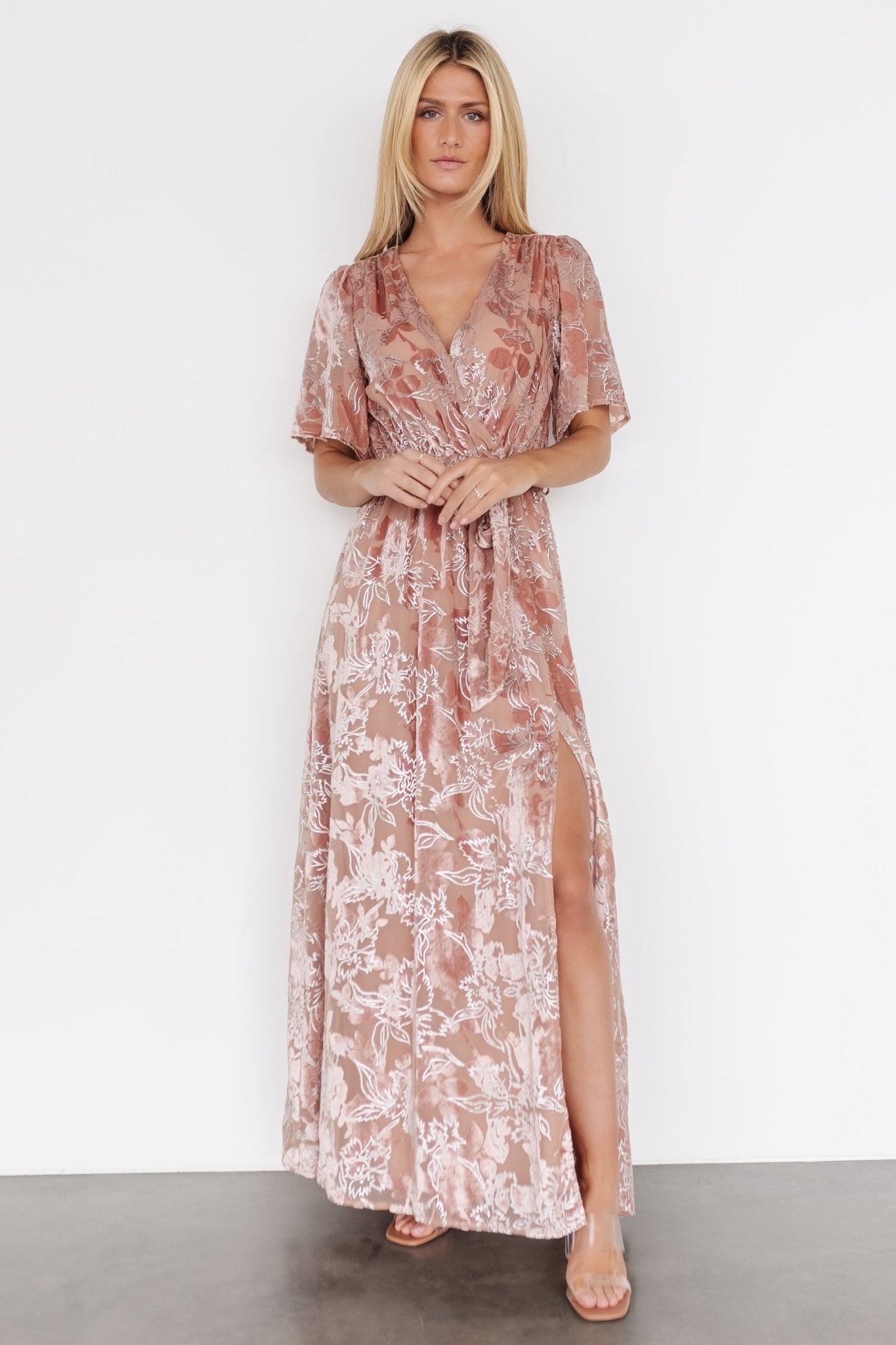 Uma Velvet Maxi Dress | Blush + Silver Sale Cheap Pice