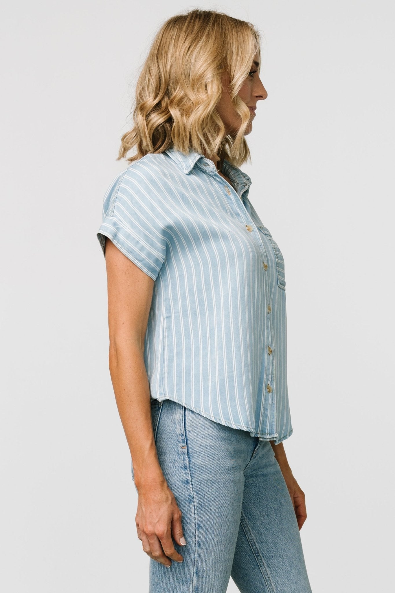 Berkley Striped Top | Denim Blue Cheap Sale Supply