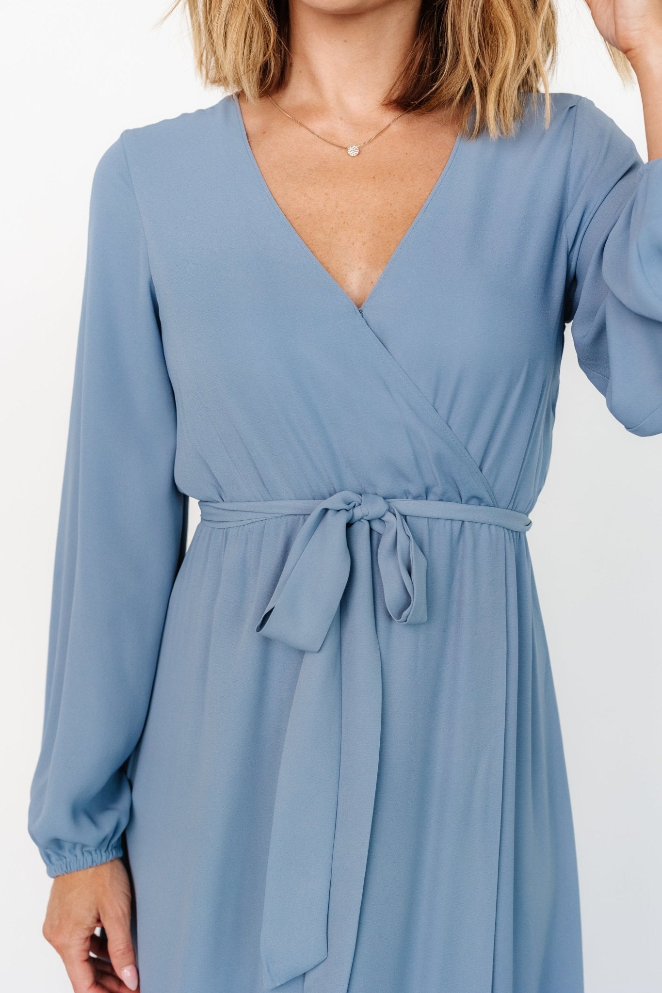 Breanne Faux Wrap Maxi Dress | Slate Blue Cheap Sale Fashionable