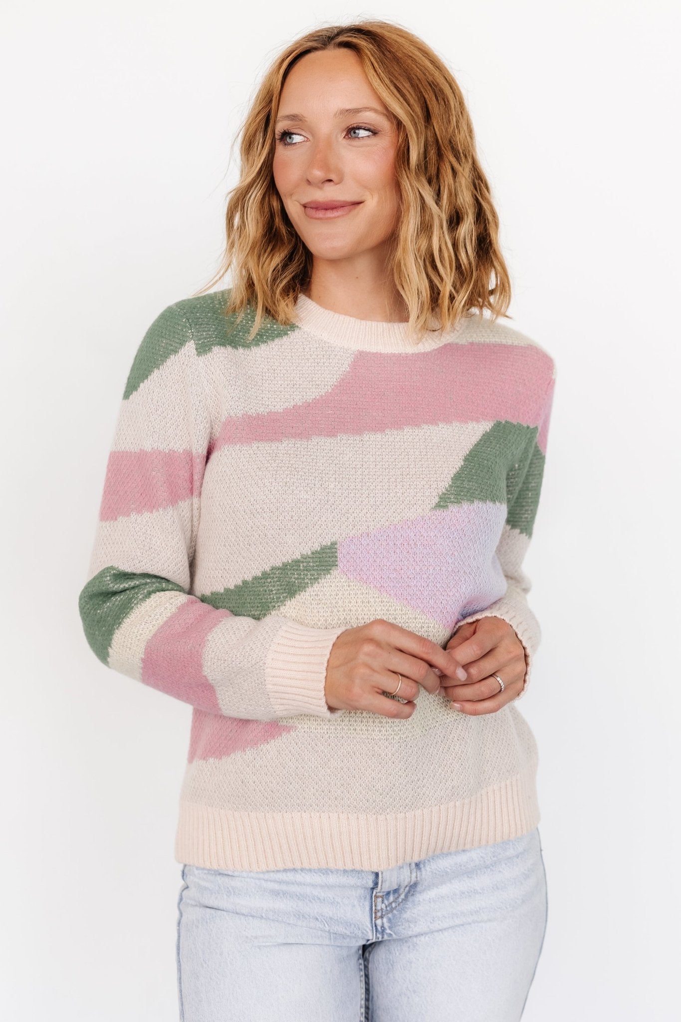 Violet Geo Sweater | Lilac + Green Free Shipping Sale Online