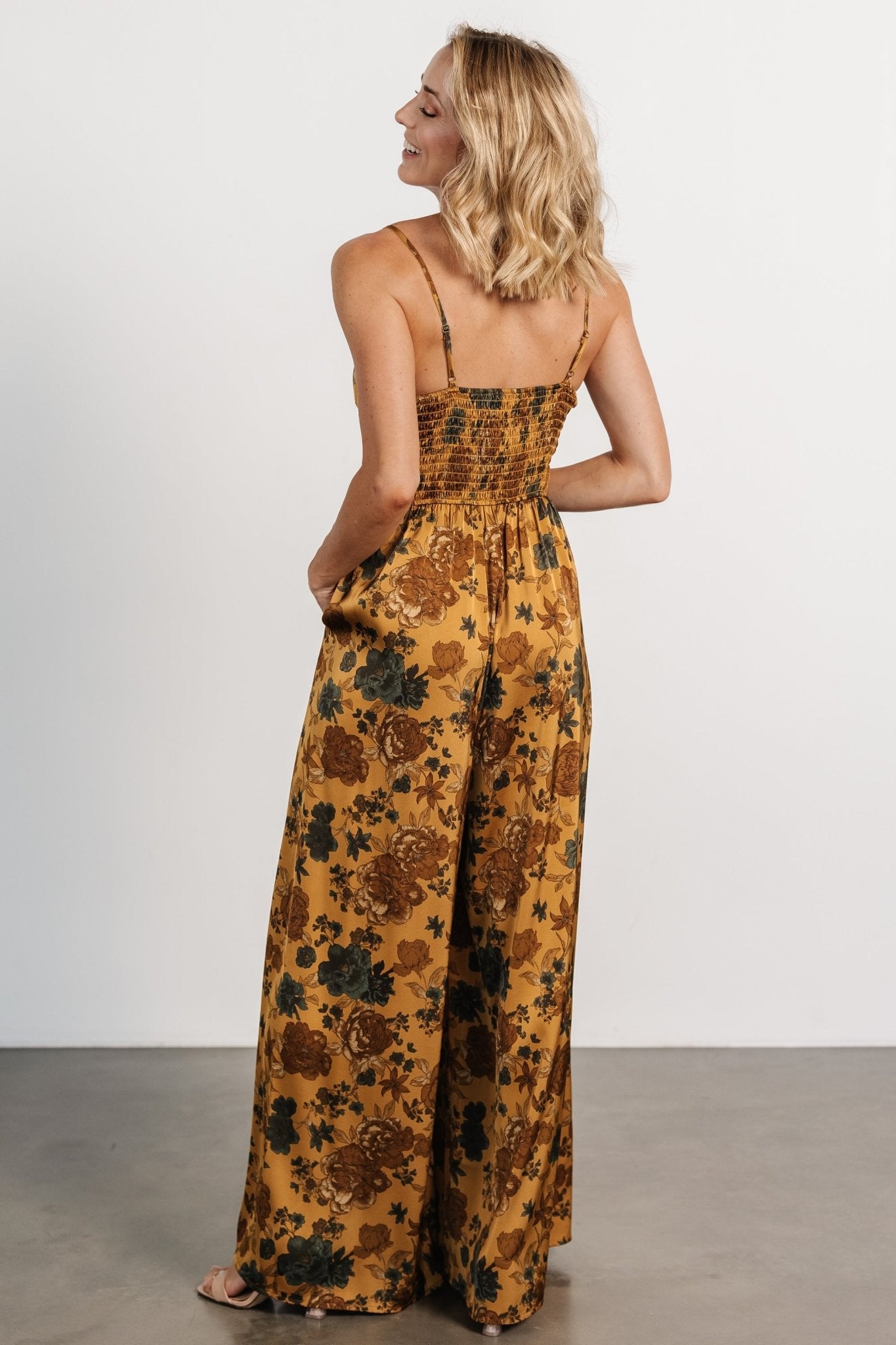 Khloe Wide Leg Jumpsuit | Gold Multi Online Sale