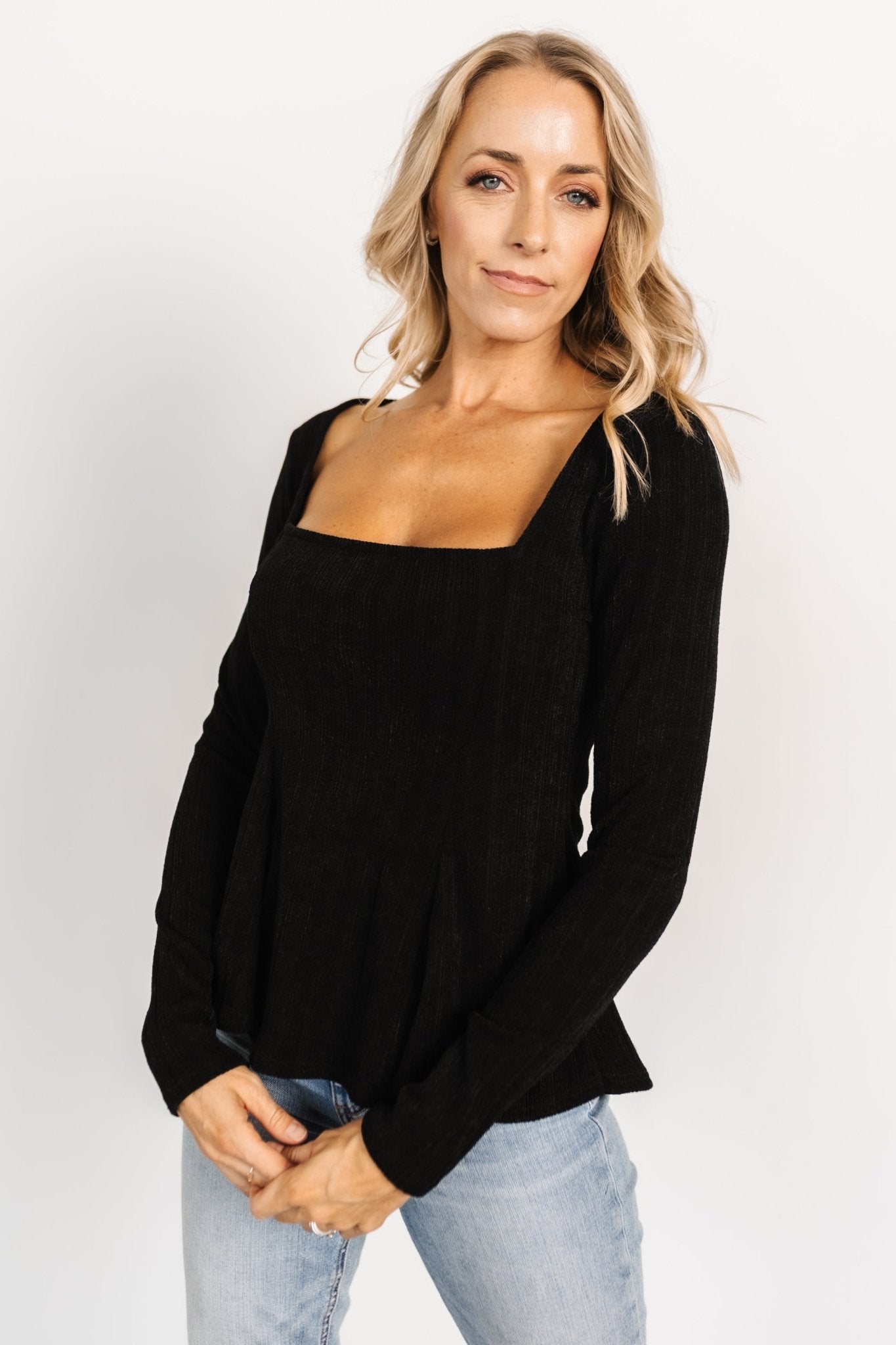 Murphy Square Neck Top | Black Latest Collections For Sale