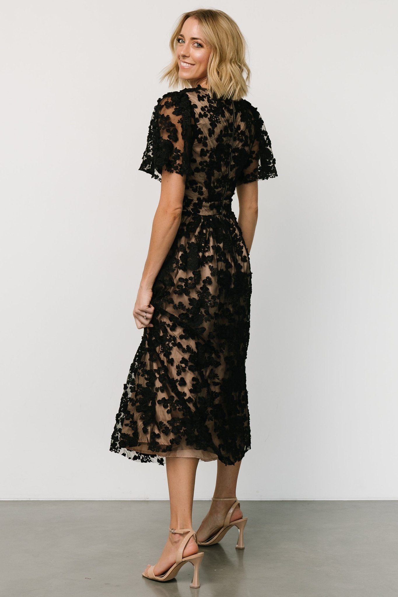 Sadie Embroidered Midi Dress | Black + Nude Clearance Largest Supplier