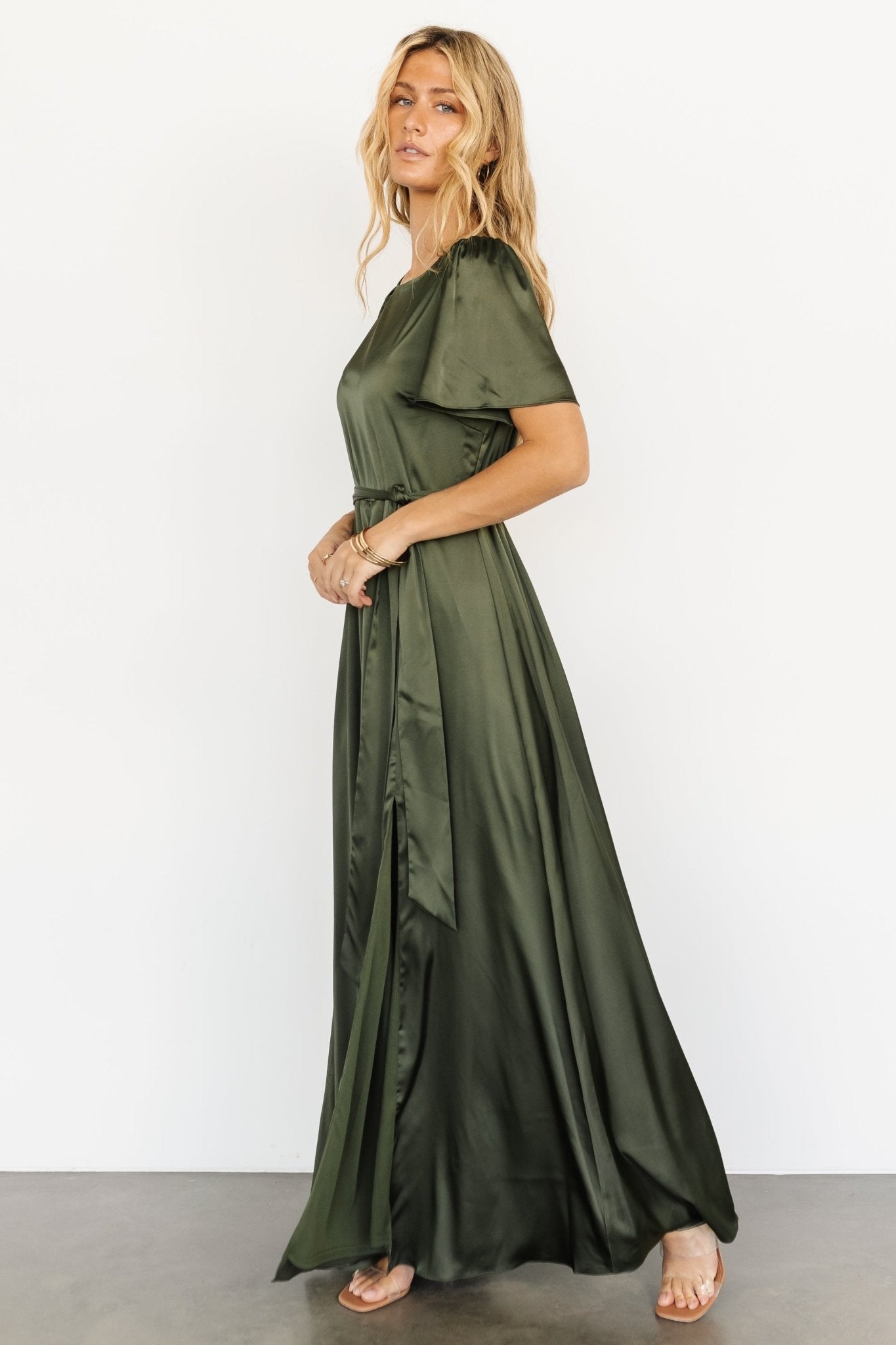 Agnes Satin Maxi Dress | Juniper Green Best Wholesale