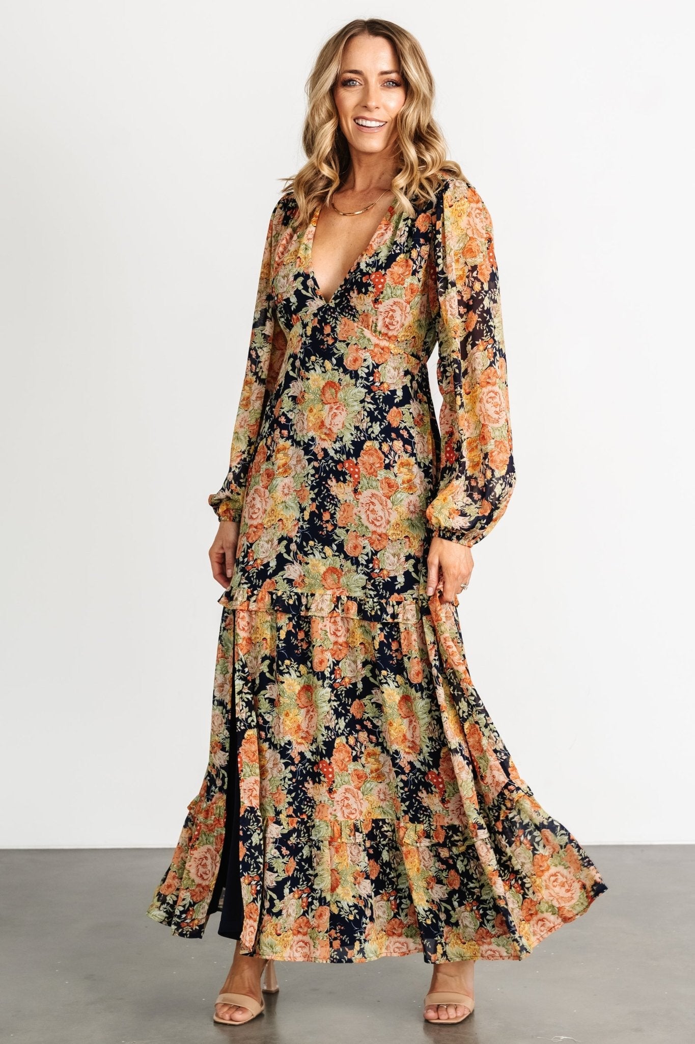 Bowman Deep V Maxi Dress | Navy Floral From China Cheap Pice