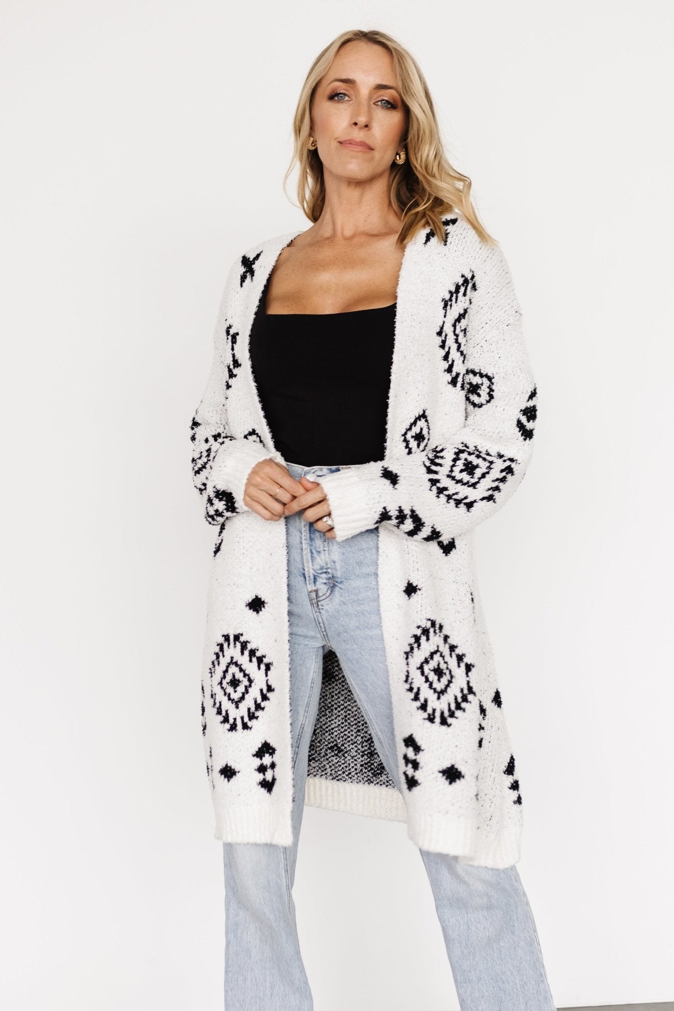 Missoula Oversized Cardigan | Off White + Black Sale For Cheap