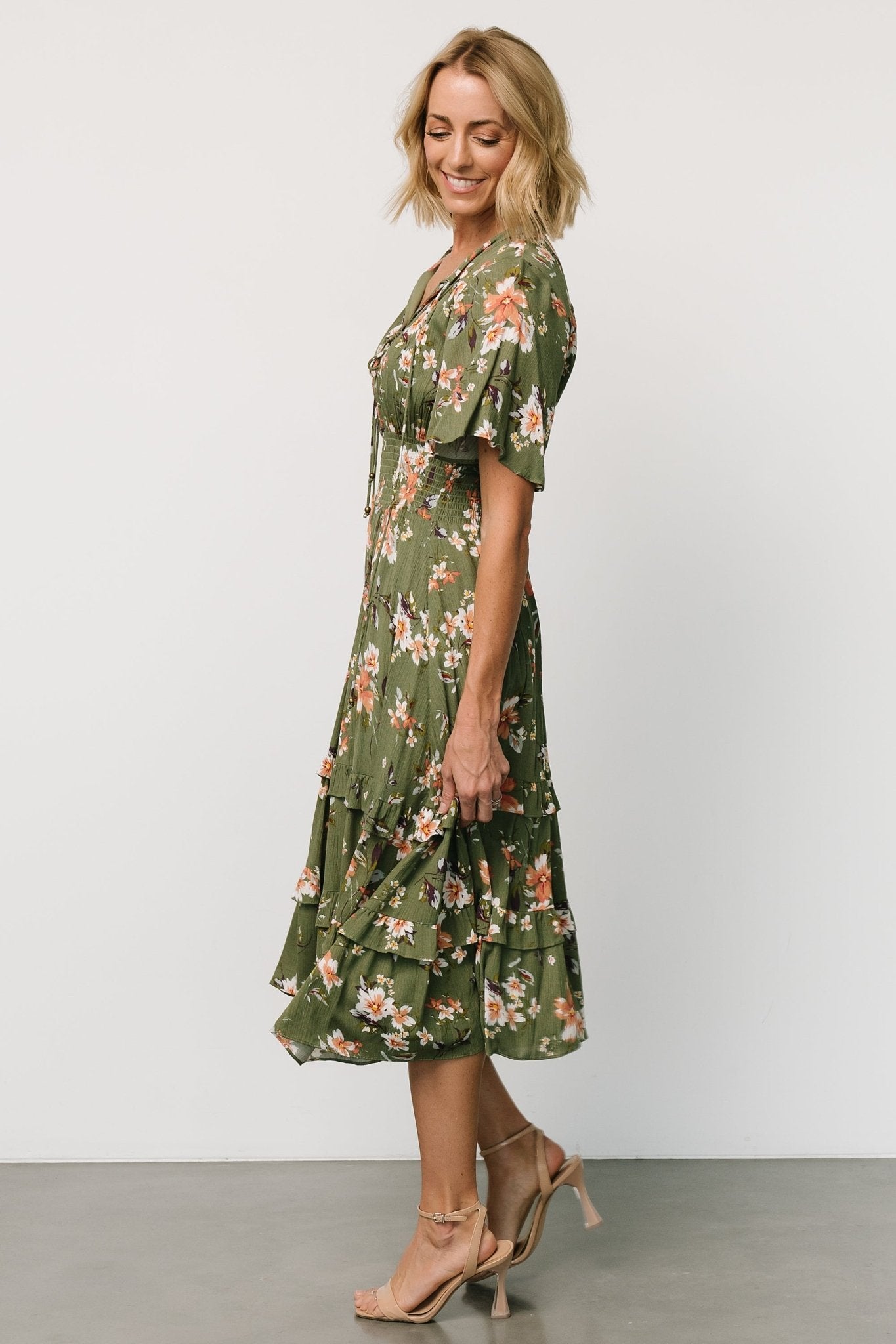 Spell Boho Midi Dress | Olive Floral Top Quality Online