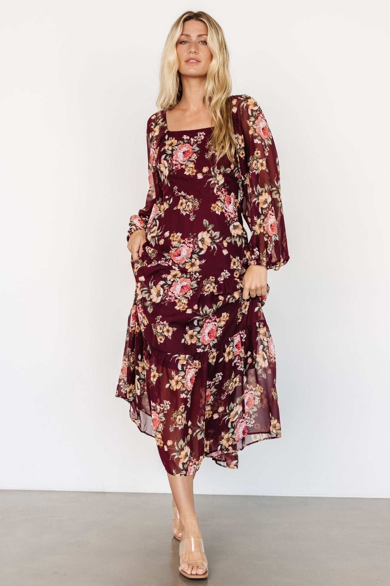 Kristy Maxi Dress | Wine Floral Cheap Online Store Manchester