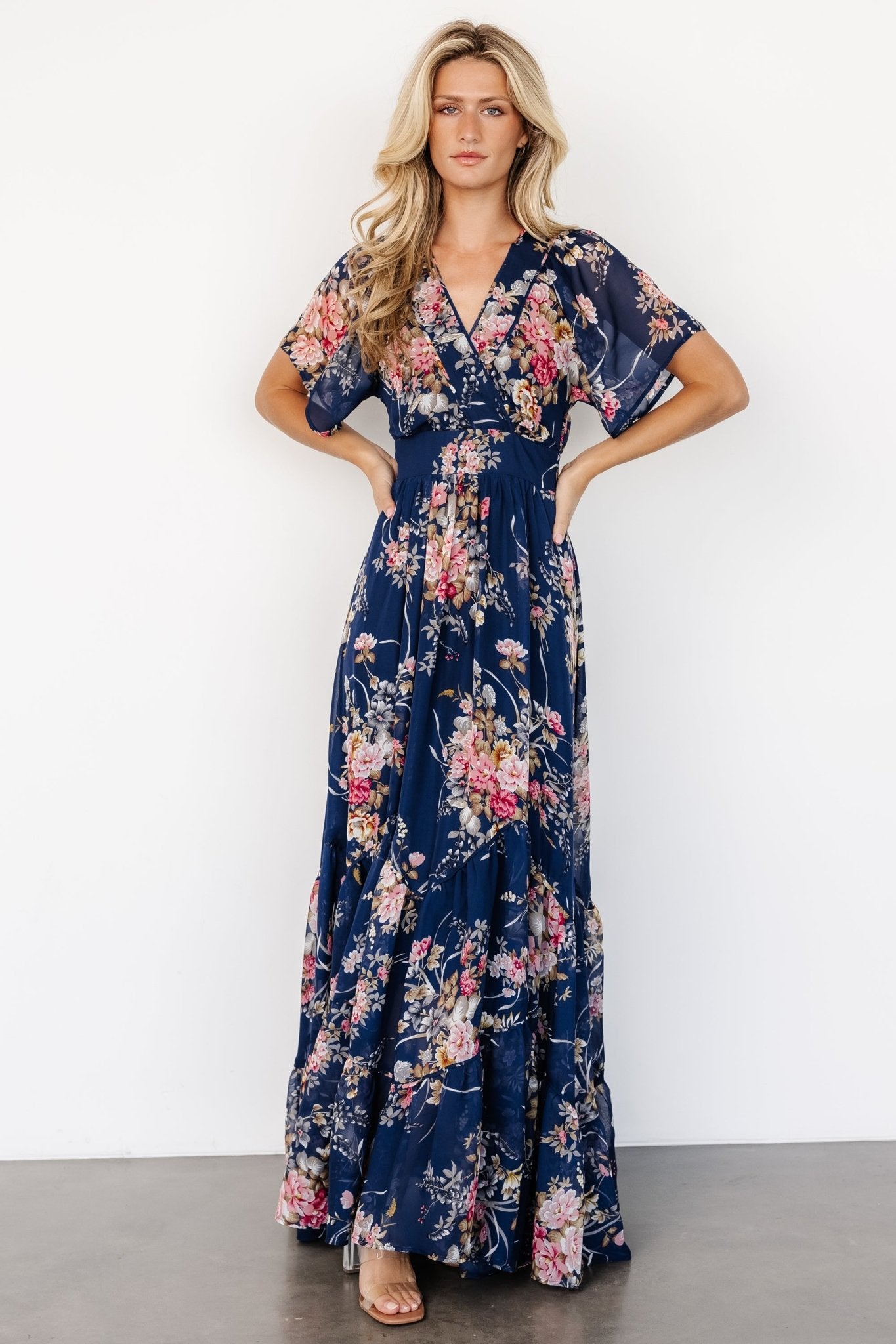 Katherine Maxi Dress | Navy + Pink Floral Cheap Pirce