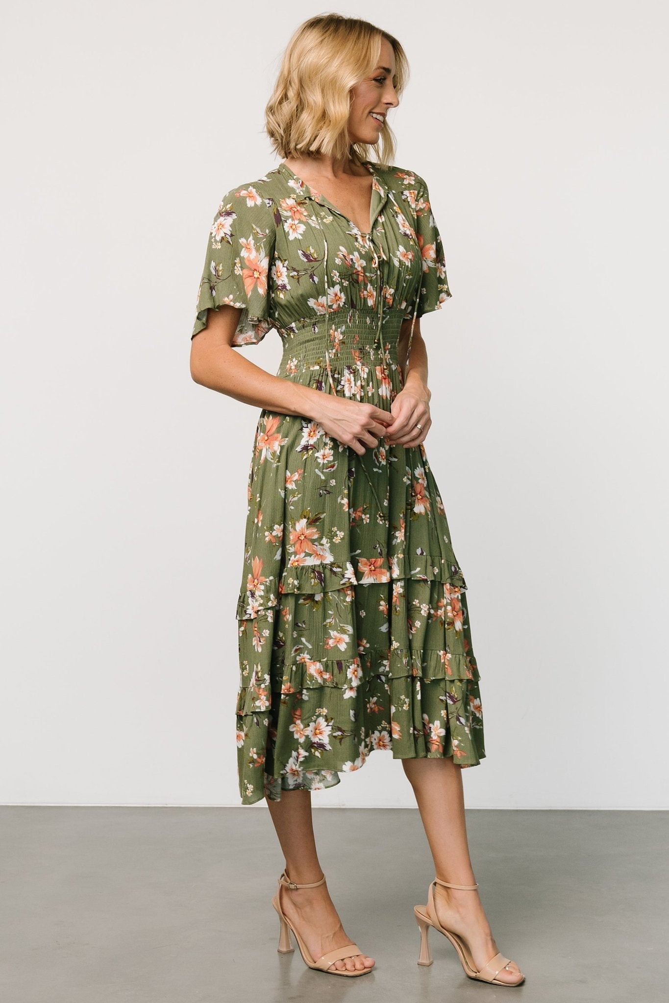 Spell Boho Midi Dress | Olive Floral Top Quality Online