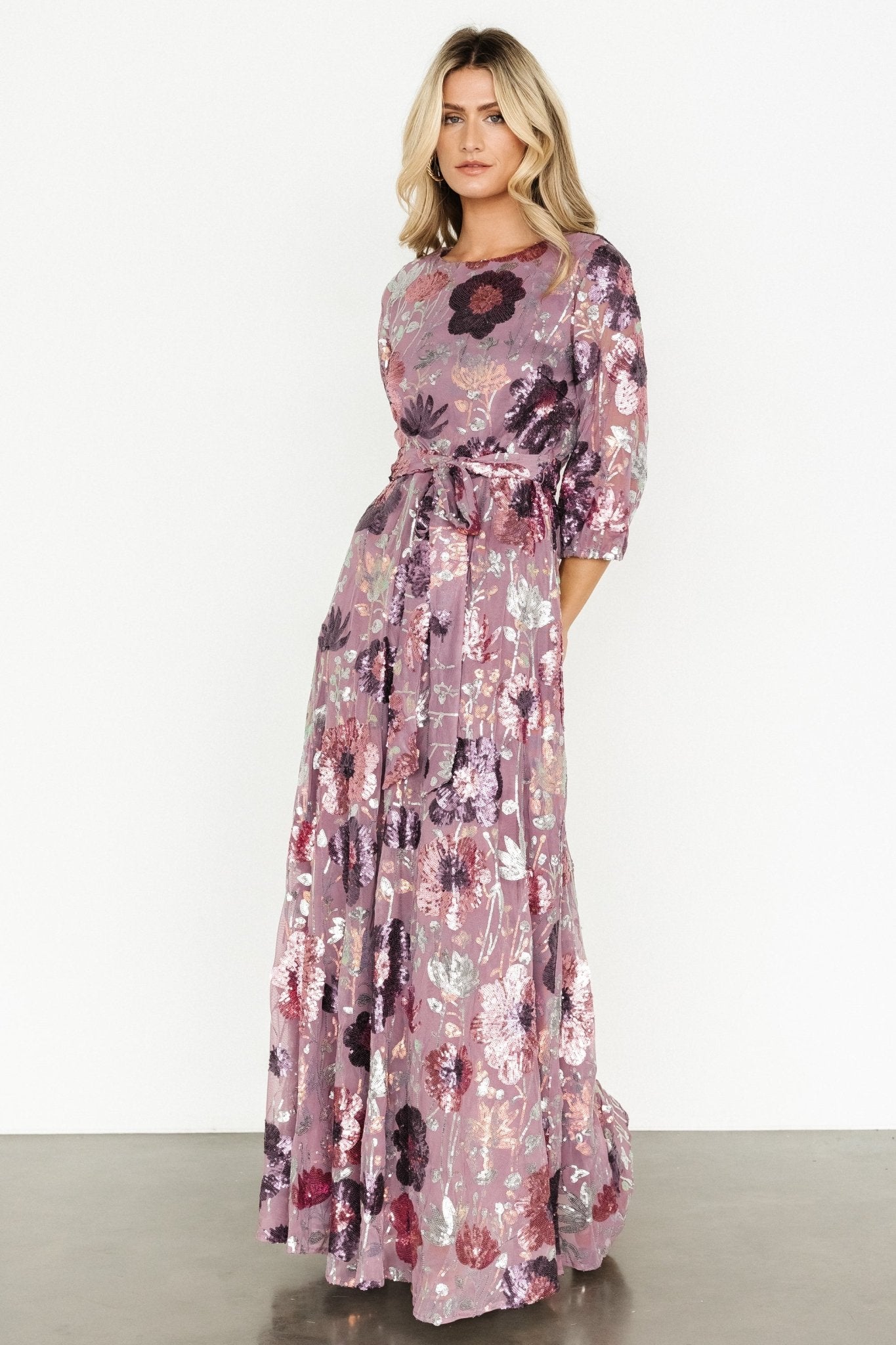 Destiny Sequin Maxi Dress | Lilac Floral Cheap Low Cost