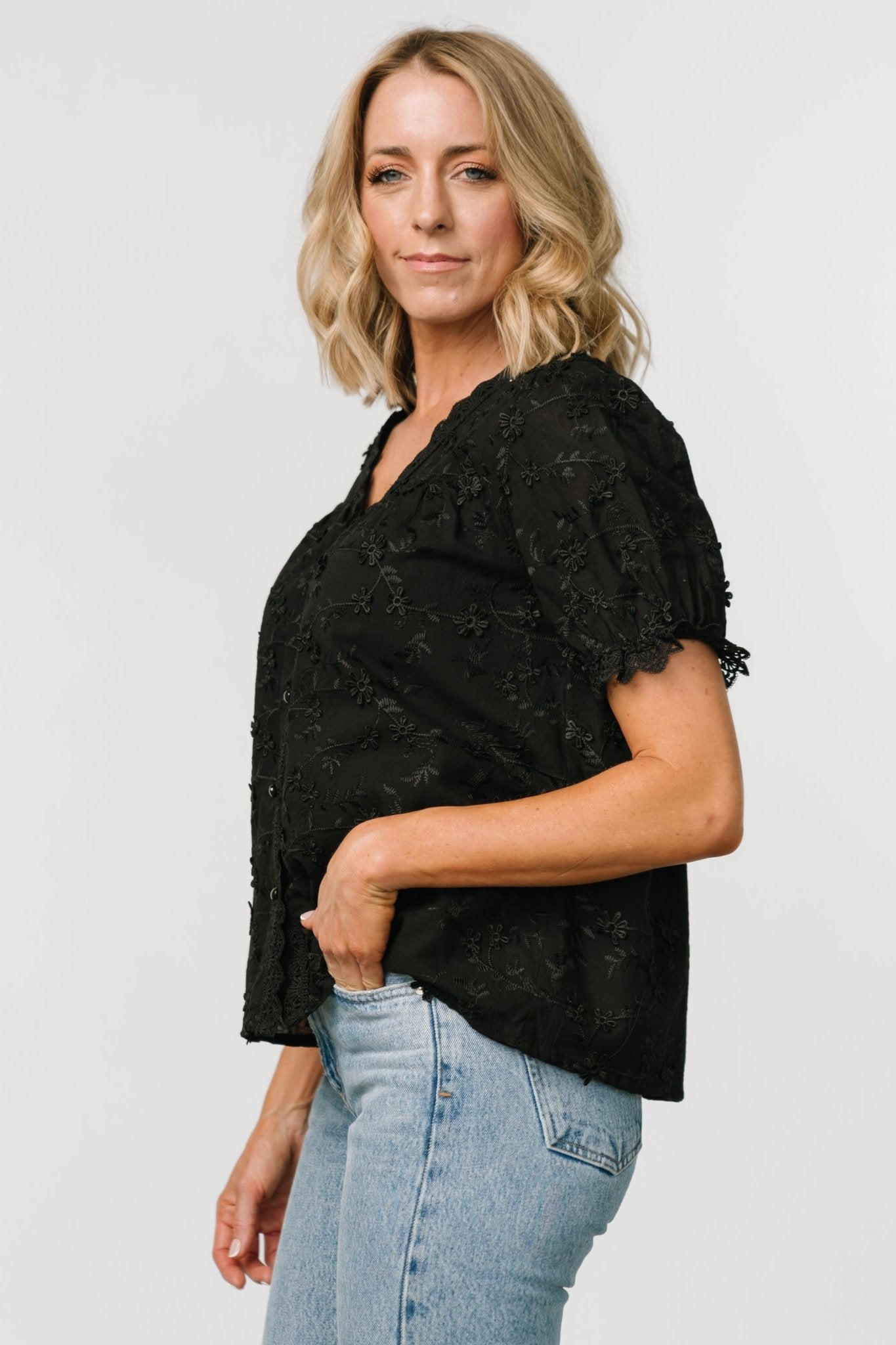 Pauline Embossed Top | Black 2025 New For Sale