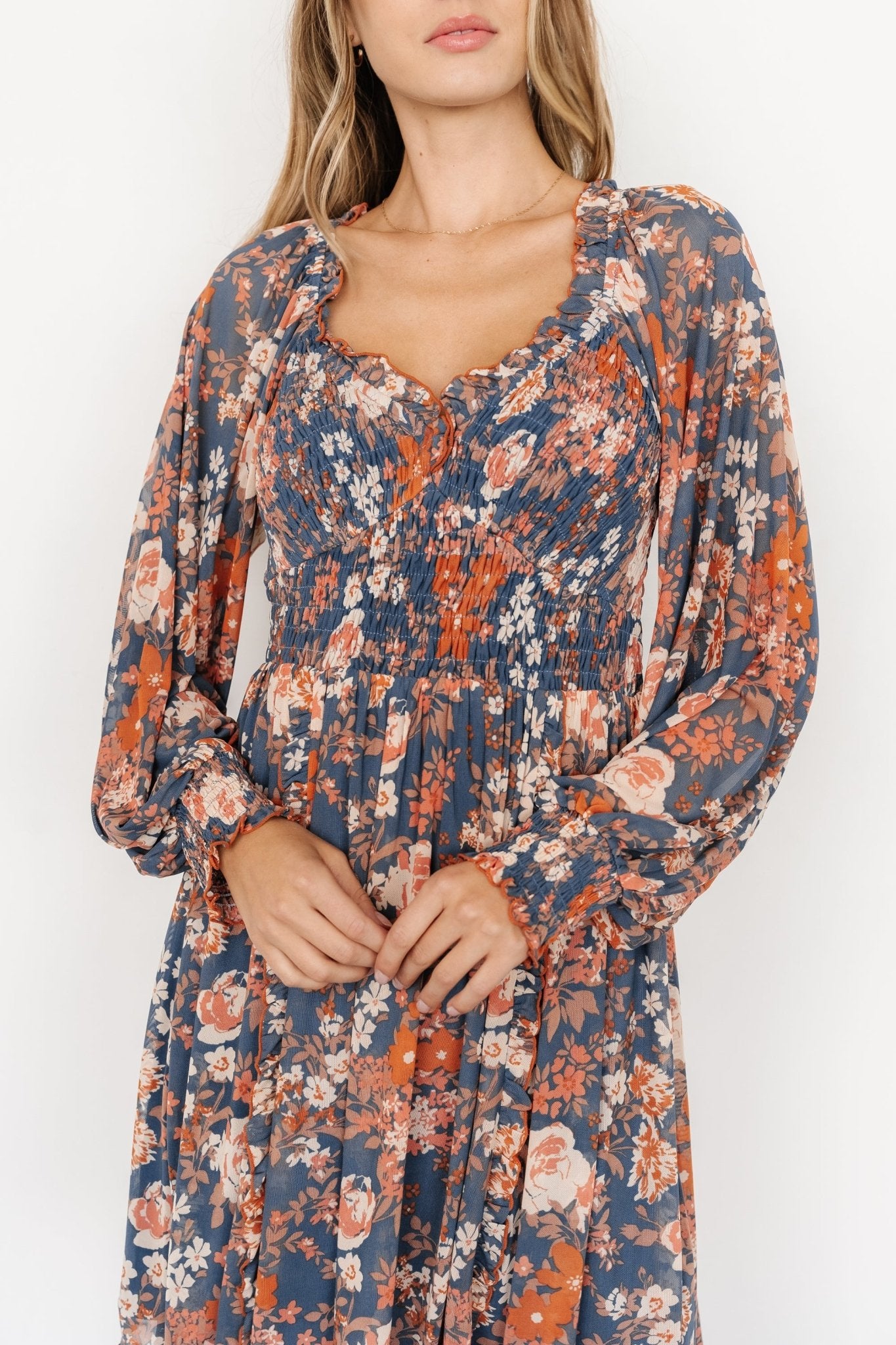 Parker Short Dress | Blue + Orange Floral Sale Nicekicks