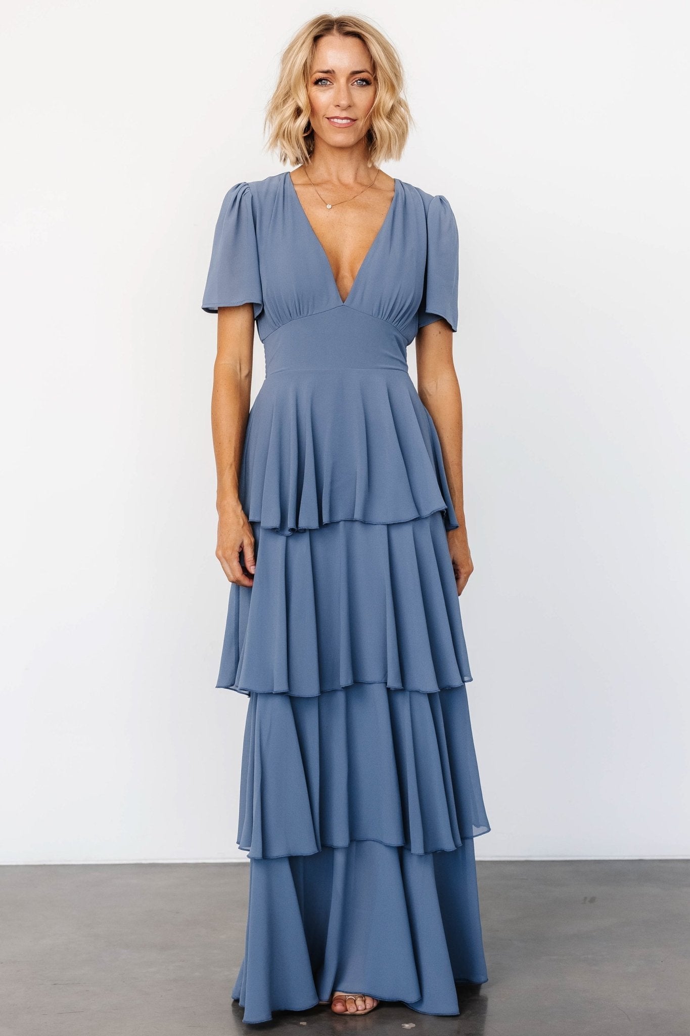 Montaigne Ruffle Maxi Dress | Whisper Blue Explore Online