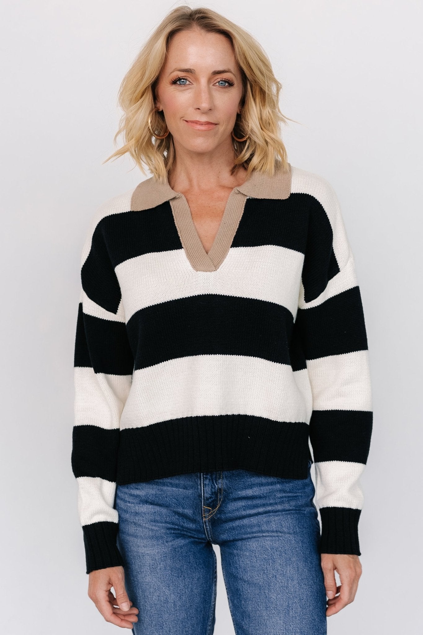 Alec Striped Sweater | Black + Ivory Discount Free Shipping