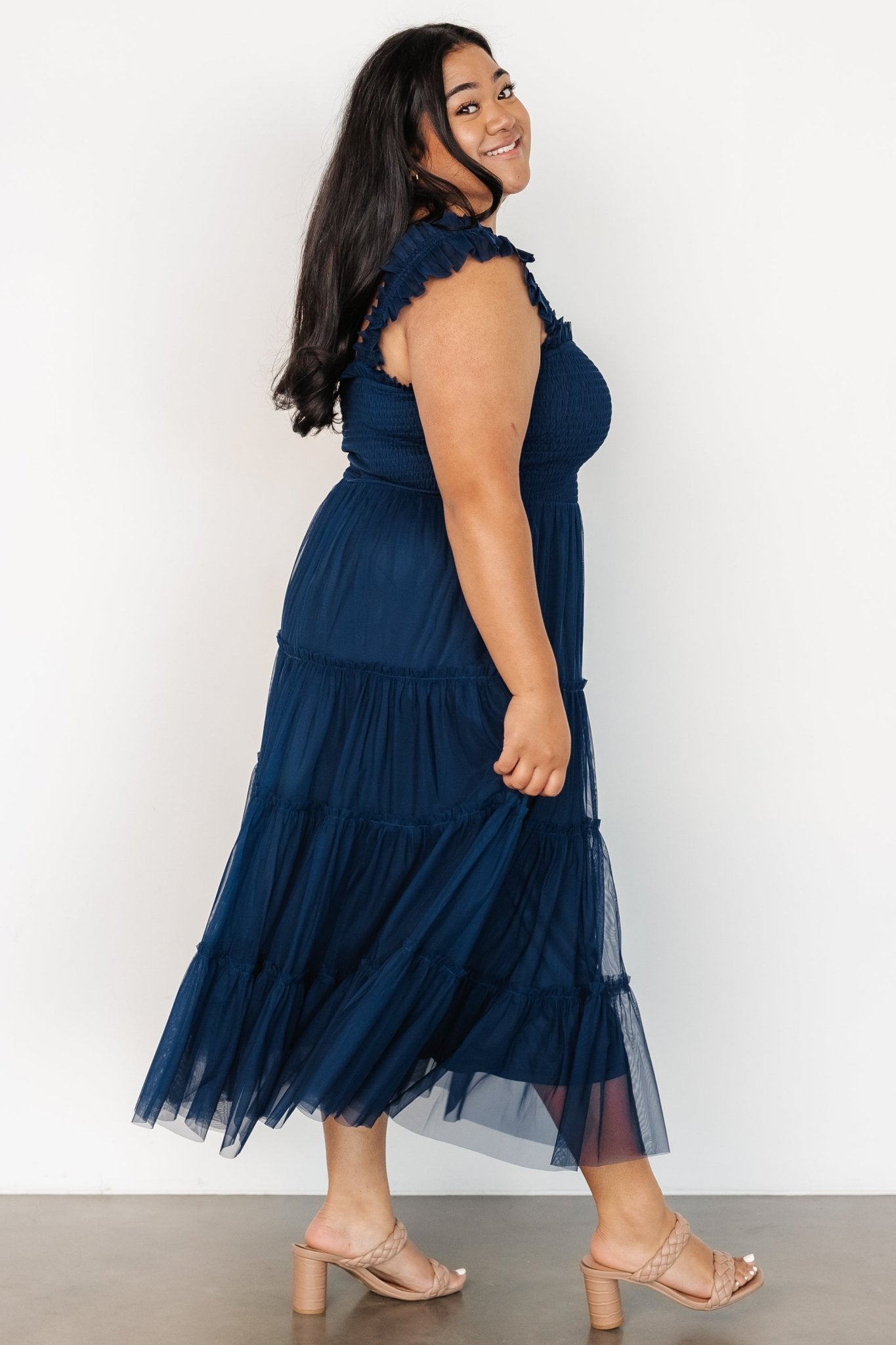 Emma Smocked Tulle Dress | Navy Outlet Manchester