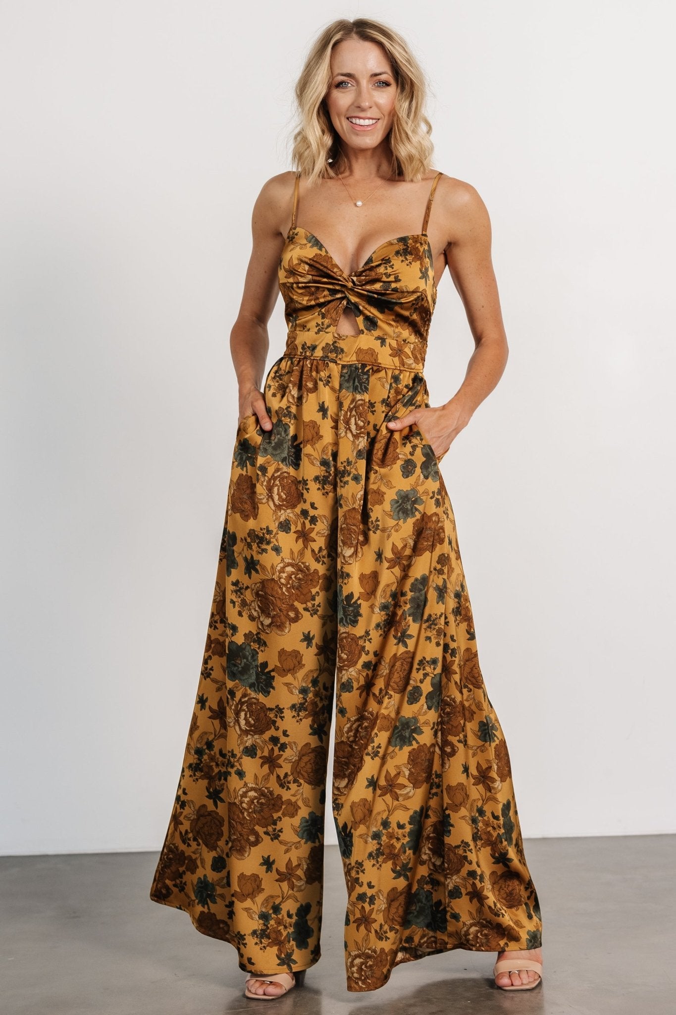 Khloe Wide Leg Jumpsuit | Gold Multi Online Sale