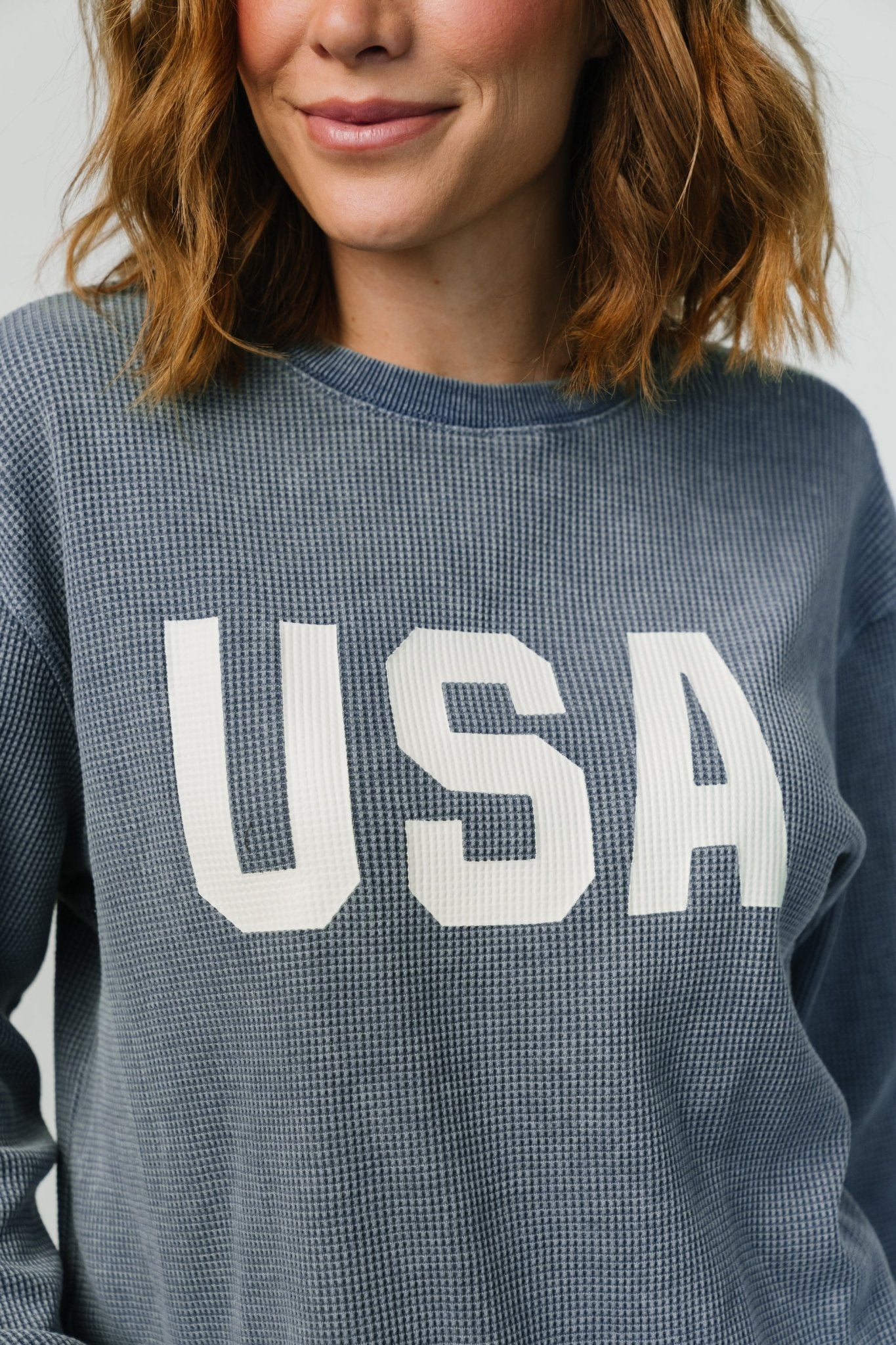 USA Sweater Top | Slate Blue Official For Sale