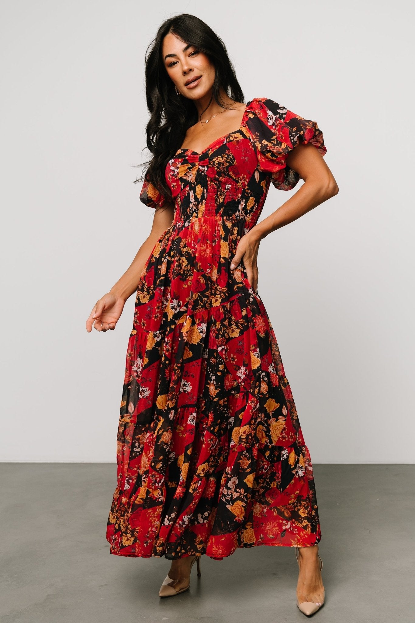 Suzy Maxi Dress | Black + Red Multi Sale 100% Guaranteed