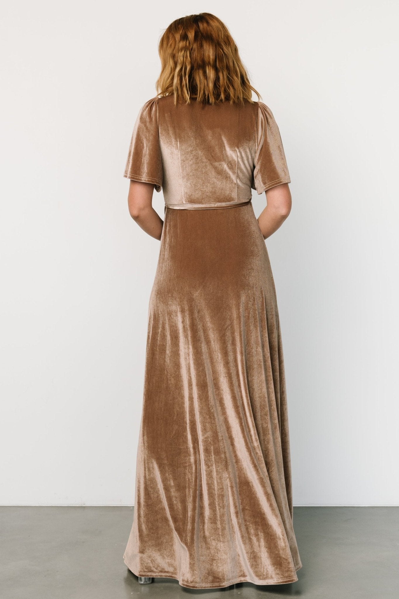 Katelyn Velvet Maxi Wrap Dress | Taupe Cheap Sale Popular