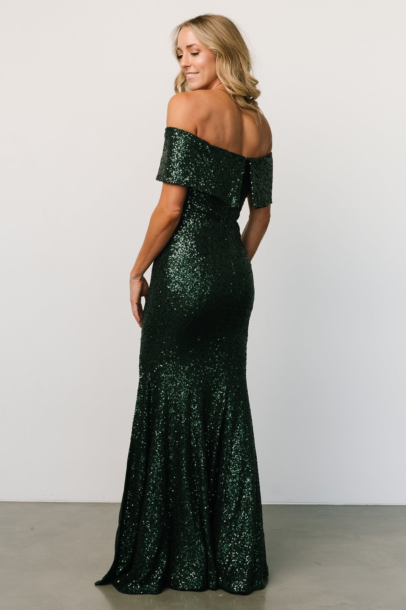 Yvonne Off Shoulder Sequin Gown | Green Clearance Ebay