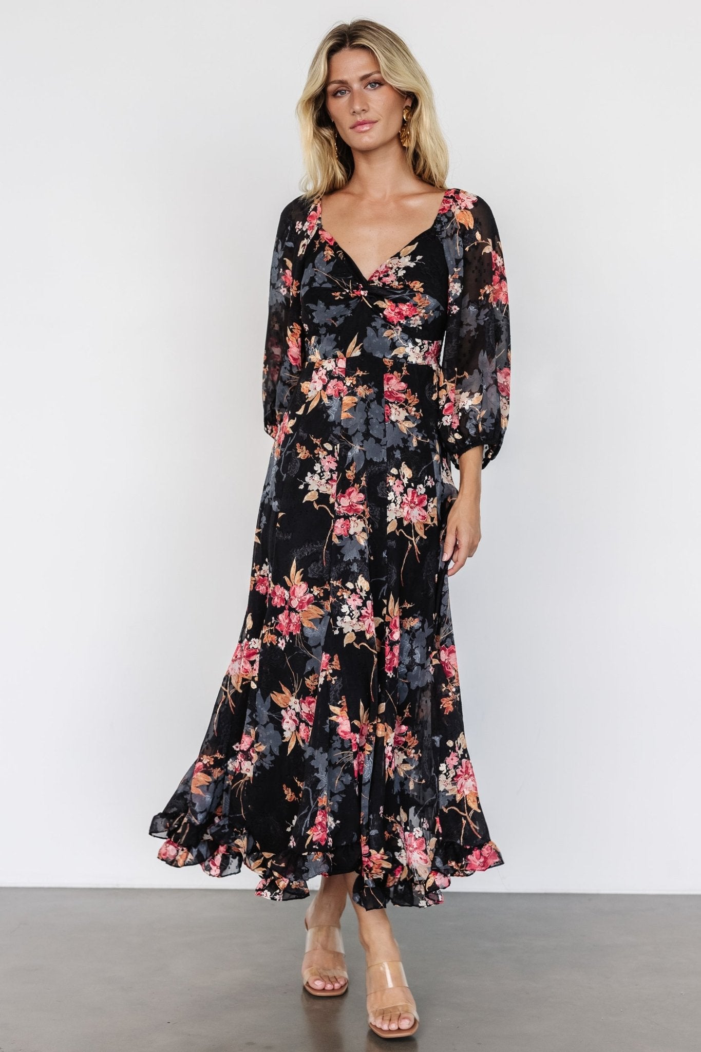 Estefania Maxi Dress | Black Floral Outlet 2025 New