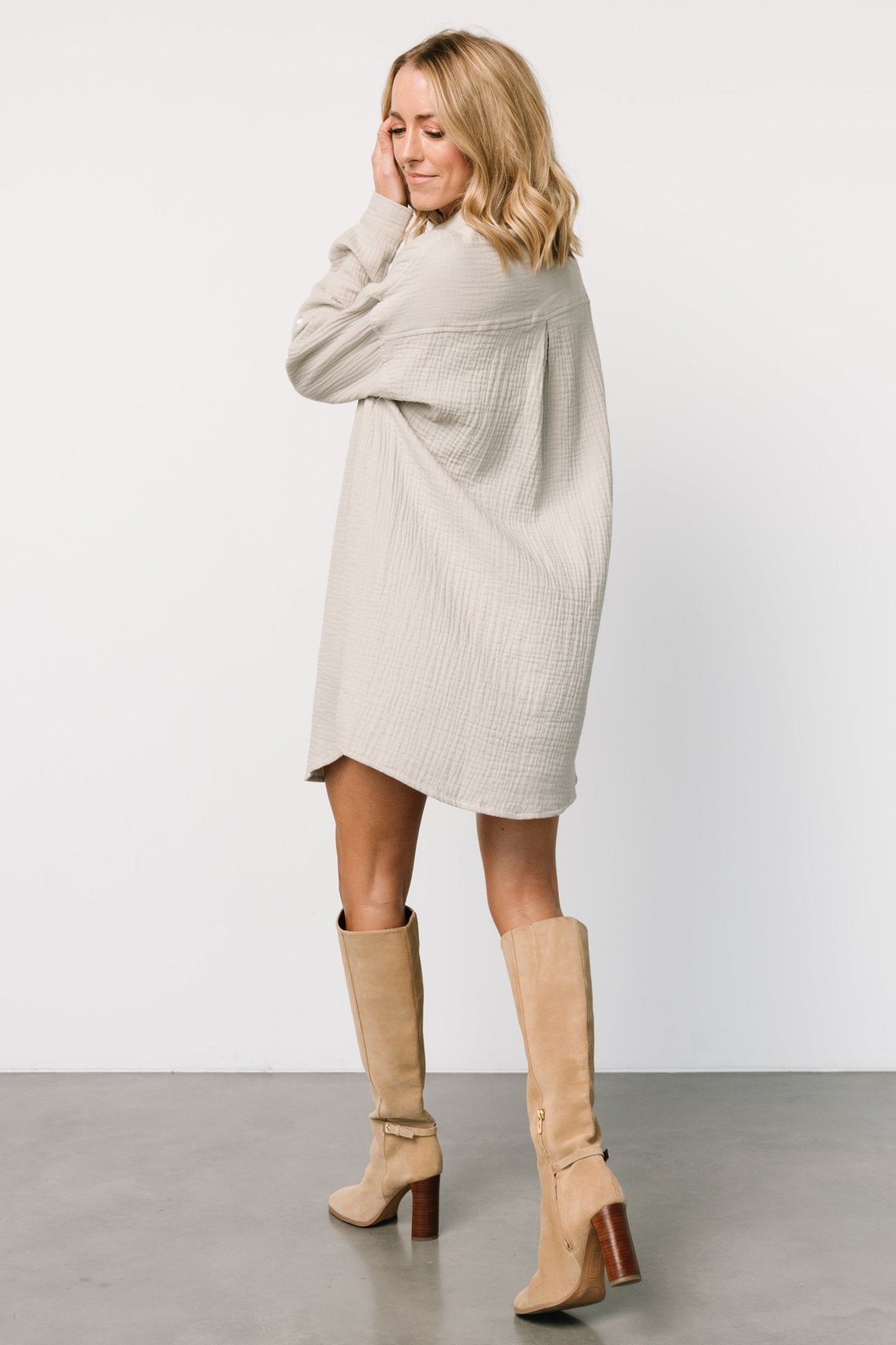 Andres Button Shirt Dress | Light Sage Outlet 2025 Unisex