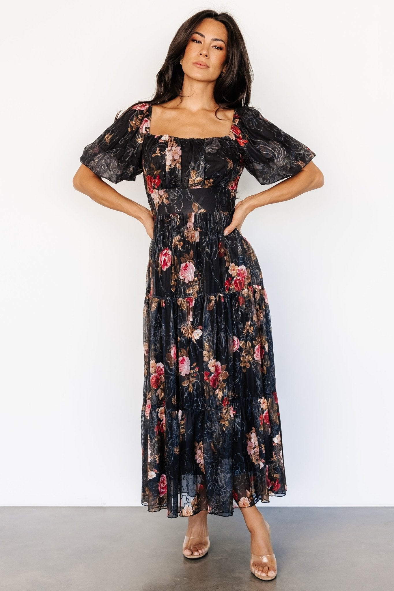 Annabeth Midi Dress | Black Floral Sale Footlocker Finishline