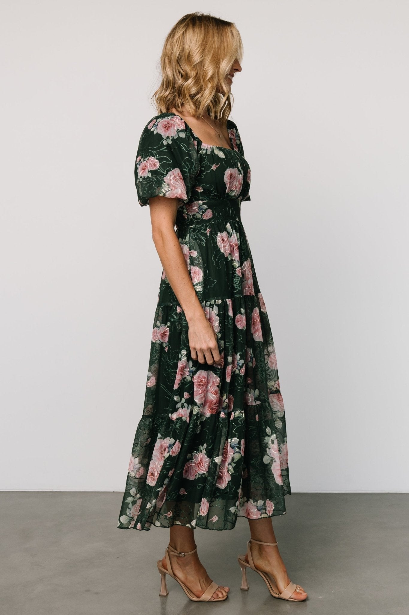 Annabeth Midi Dress | Dark Green + Pink Outlet Store Online