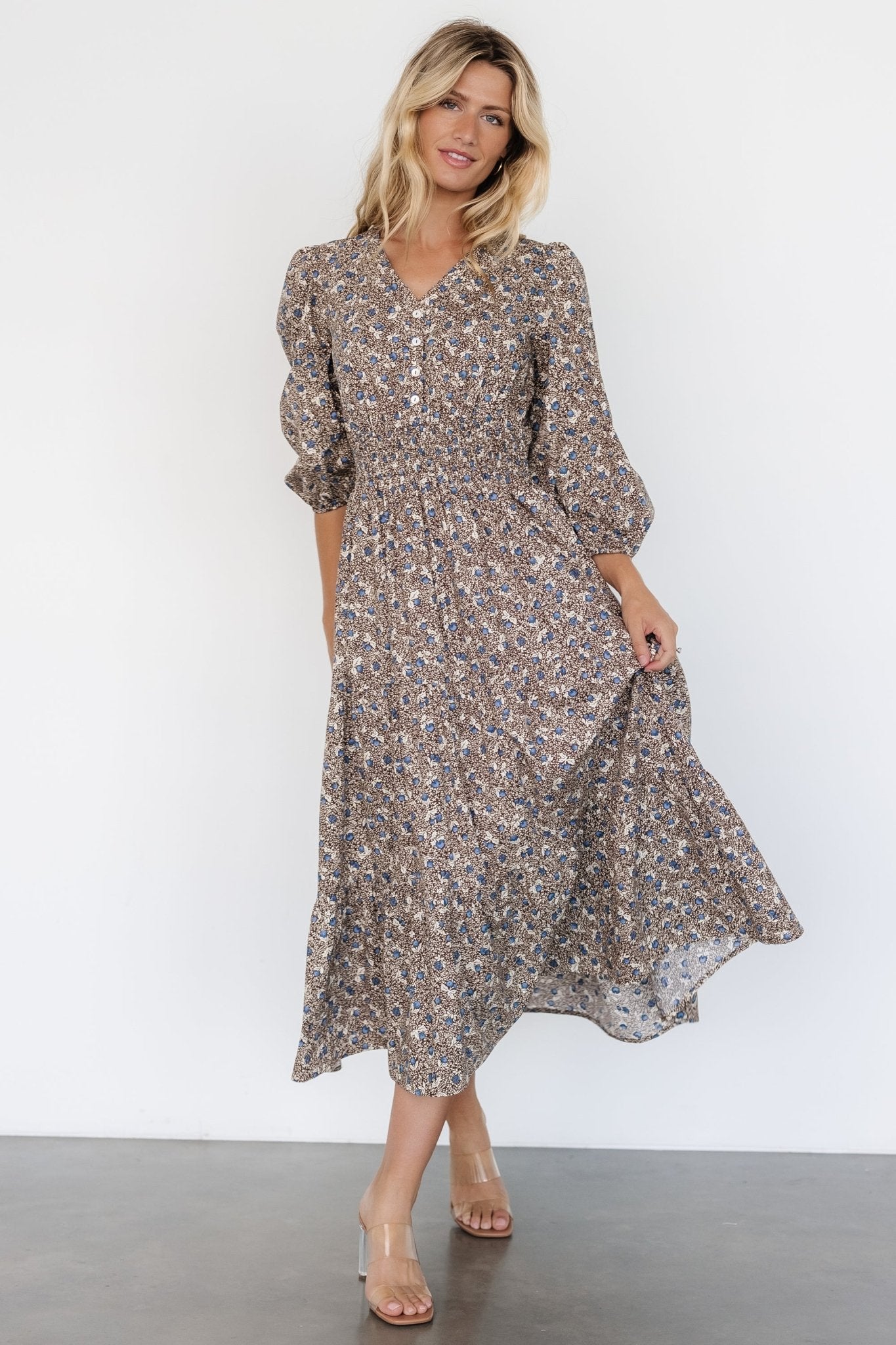 Leona Dress | Brown + Blue Multi Cheap Usa Stockist