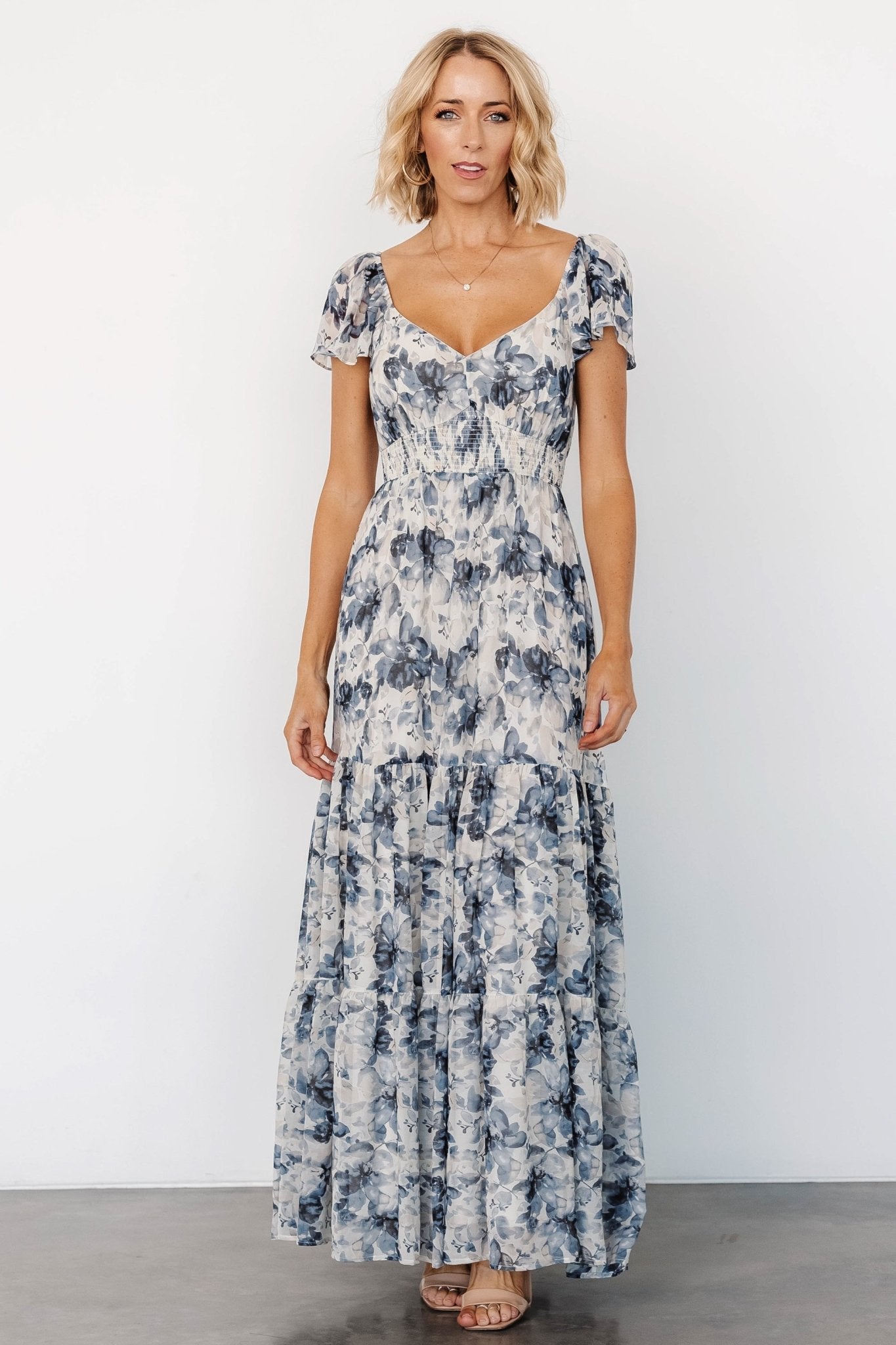 Genevive Maxi Dress | Cream + Blue Floral Buy Cheap Pice