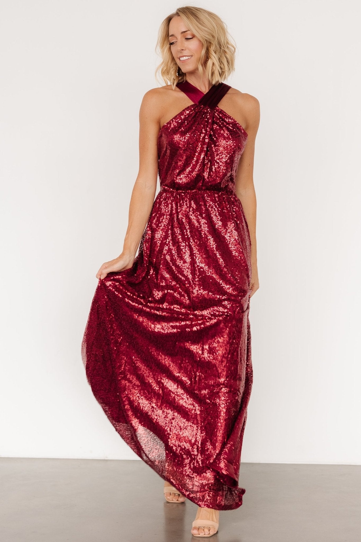 Khai Sequin Maxi Dress | Burgundy Cheap New Arrival