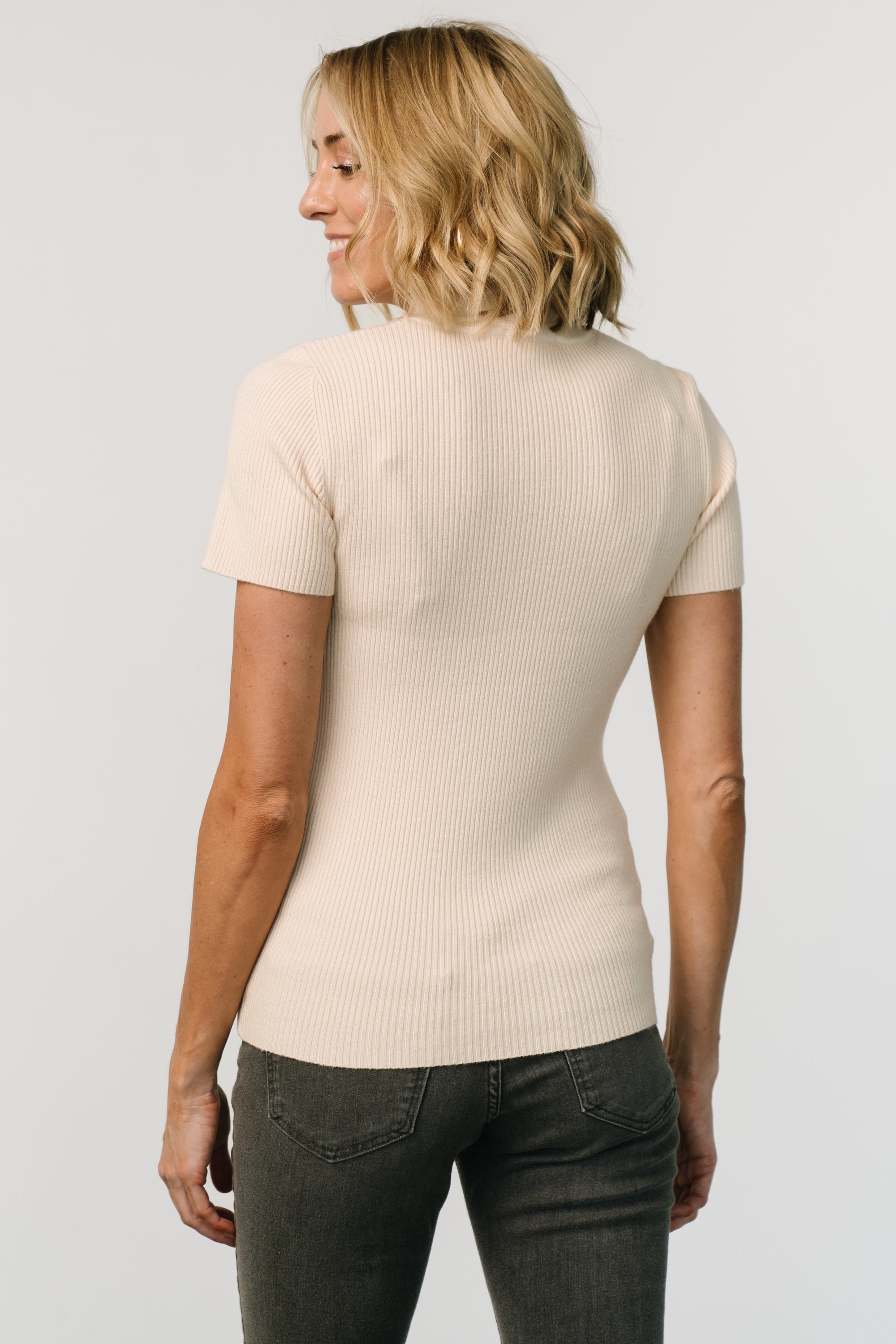 Edie Mock Neck Top | Cream Outlet Manchester