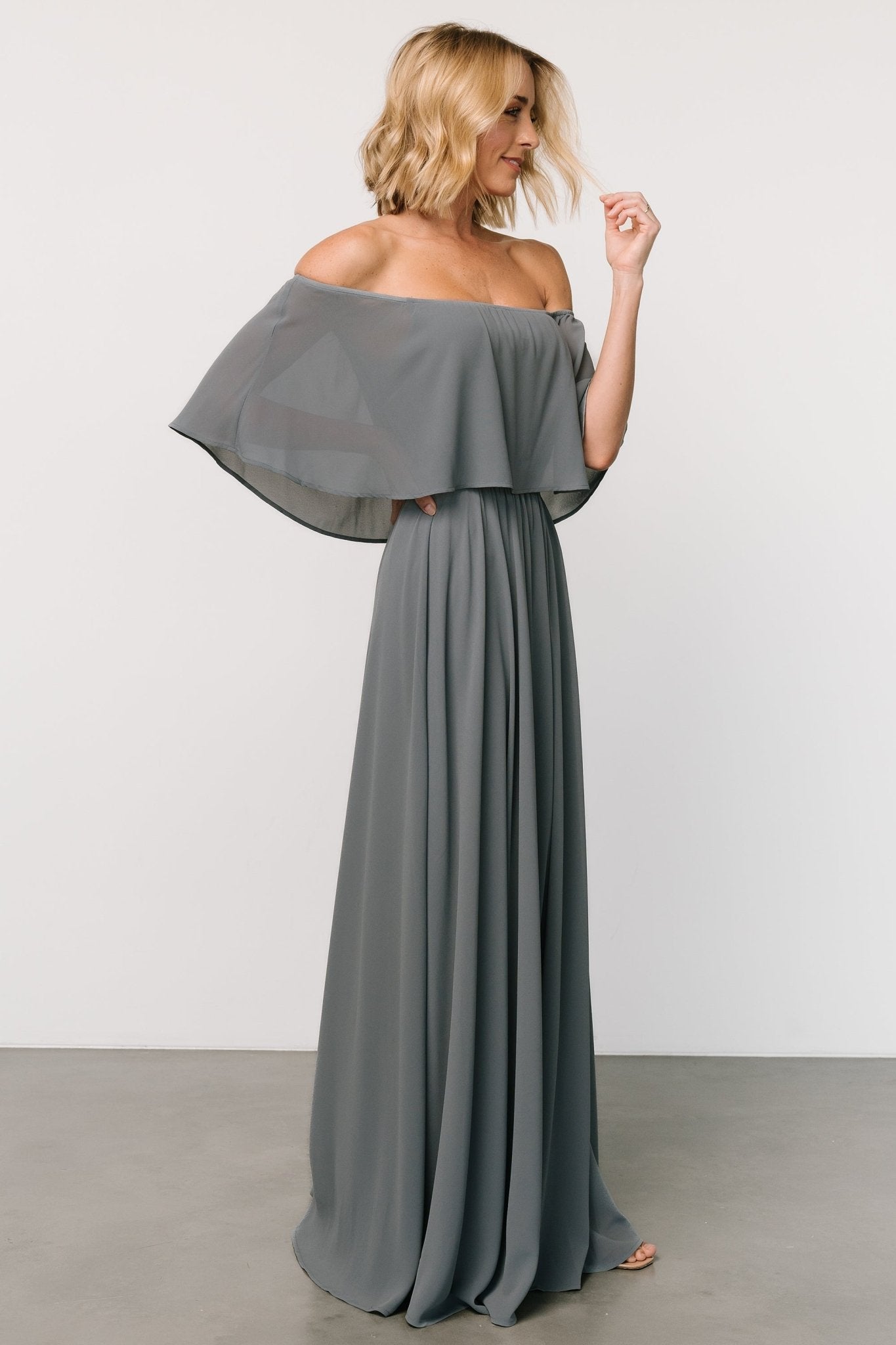 Sonia Off Shoulder Maxi Dress | Dusty Blue Cheap In China