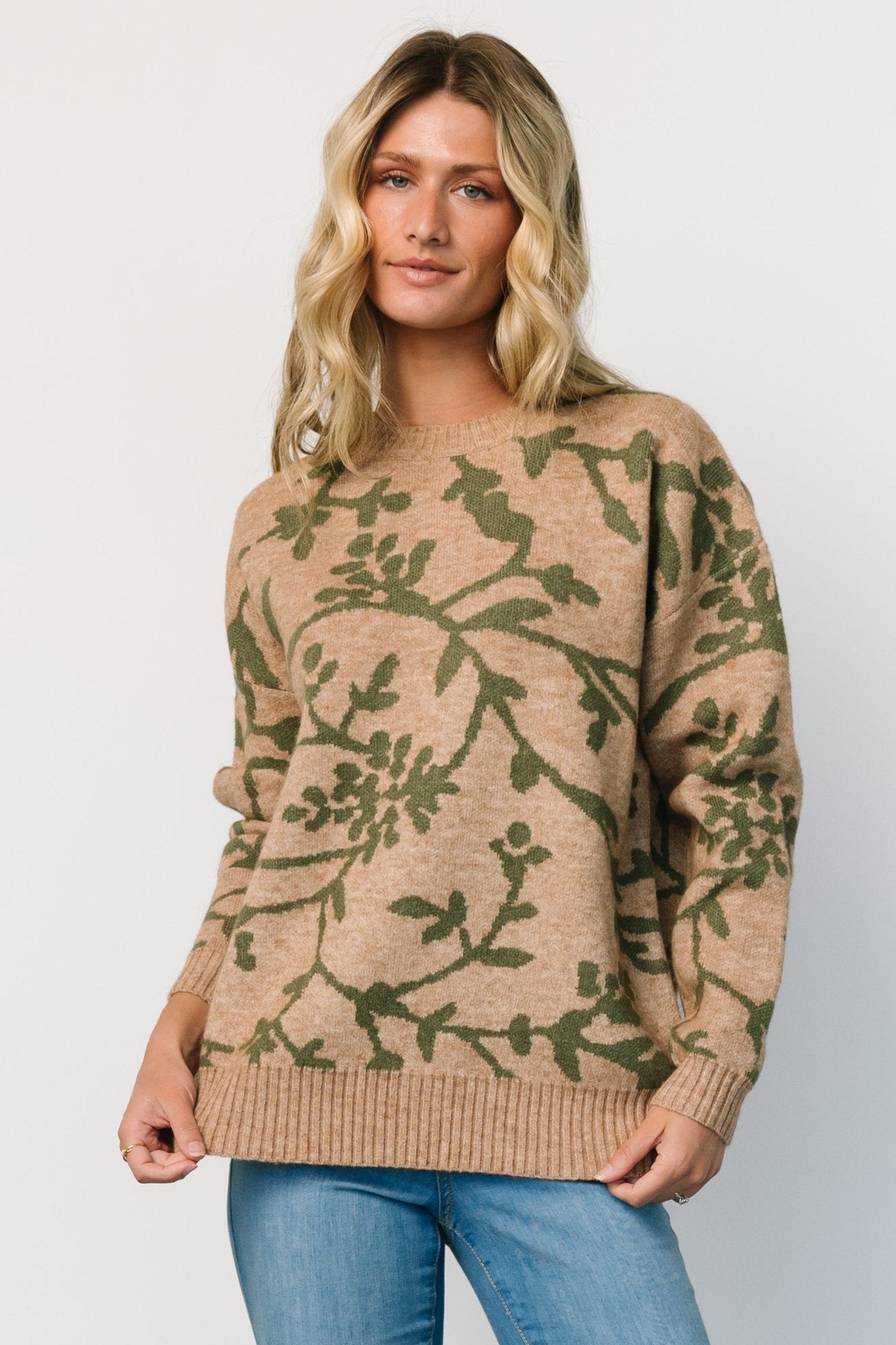 Hallstatt Sweater | Camel + Green Print Footlocker Pictures Sale Online