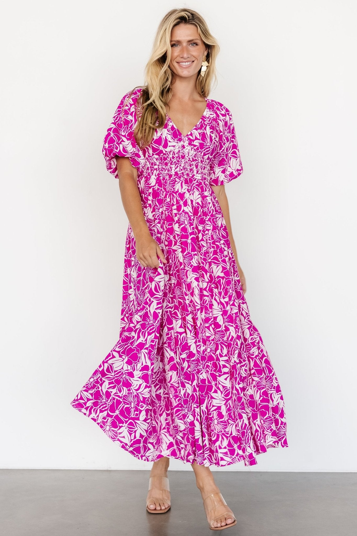 Elaine Maxi Dress | Magenta + White Fashionable Online