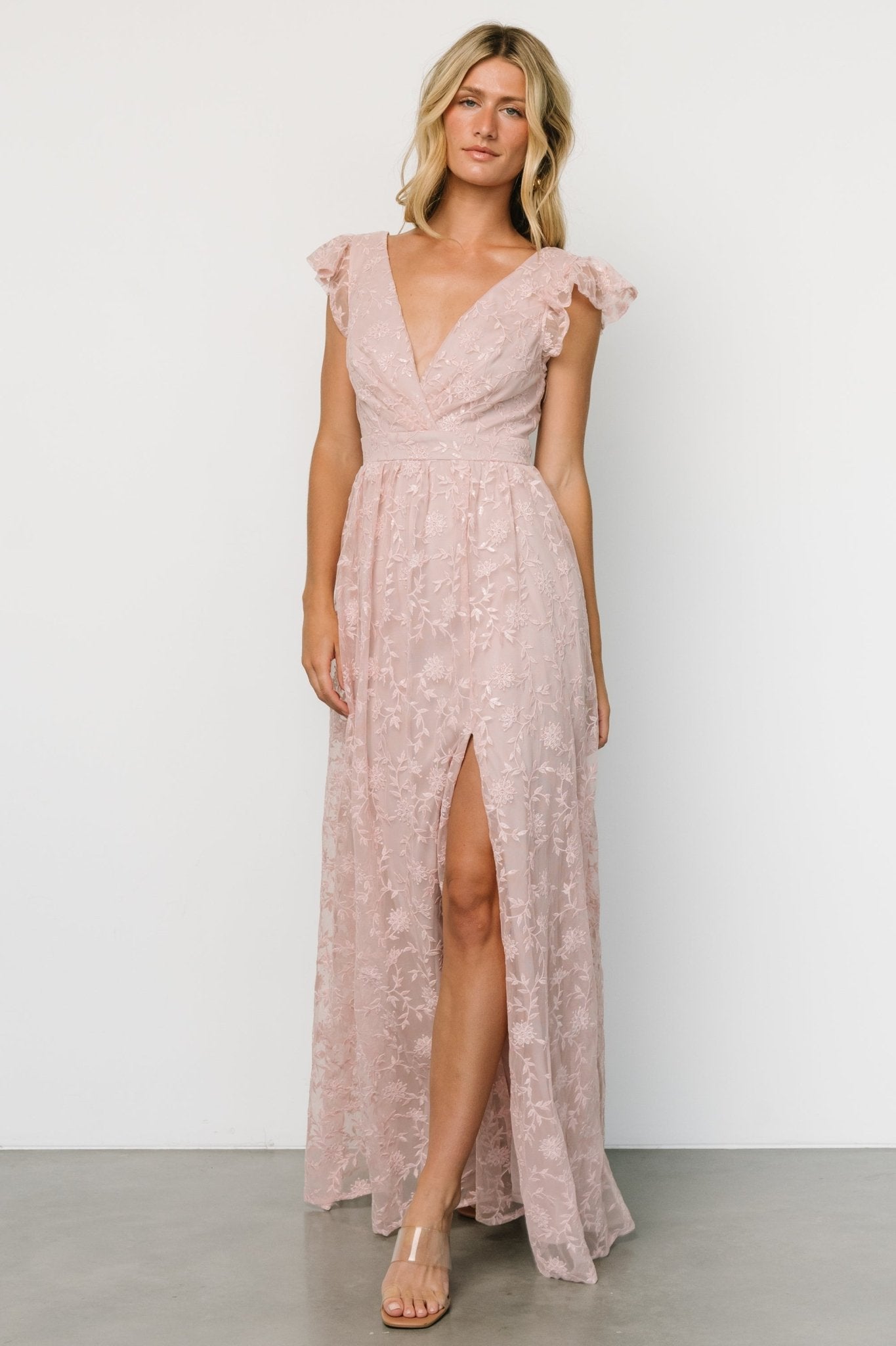 Alexa Embroidered Sequin Maxi Dress | Blush Rose Cheapest Online