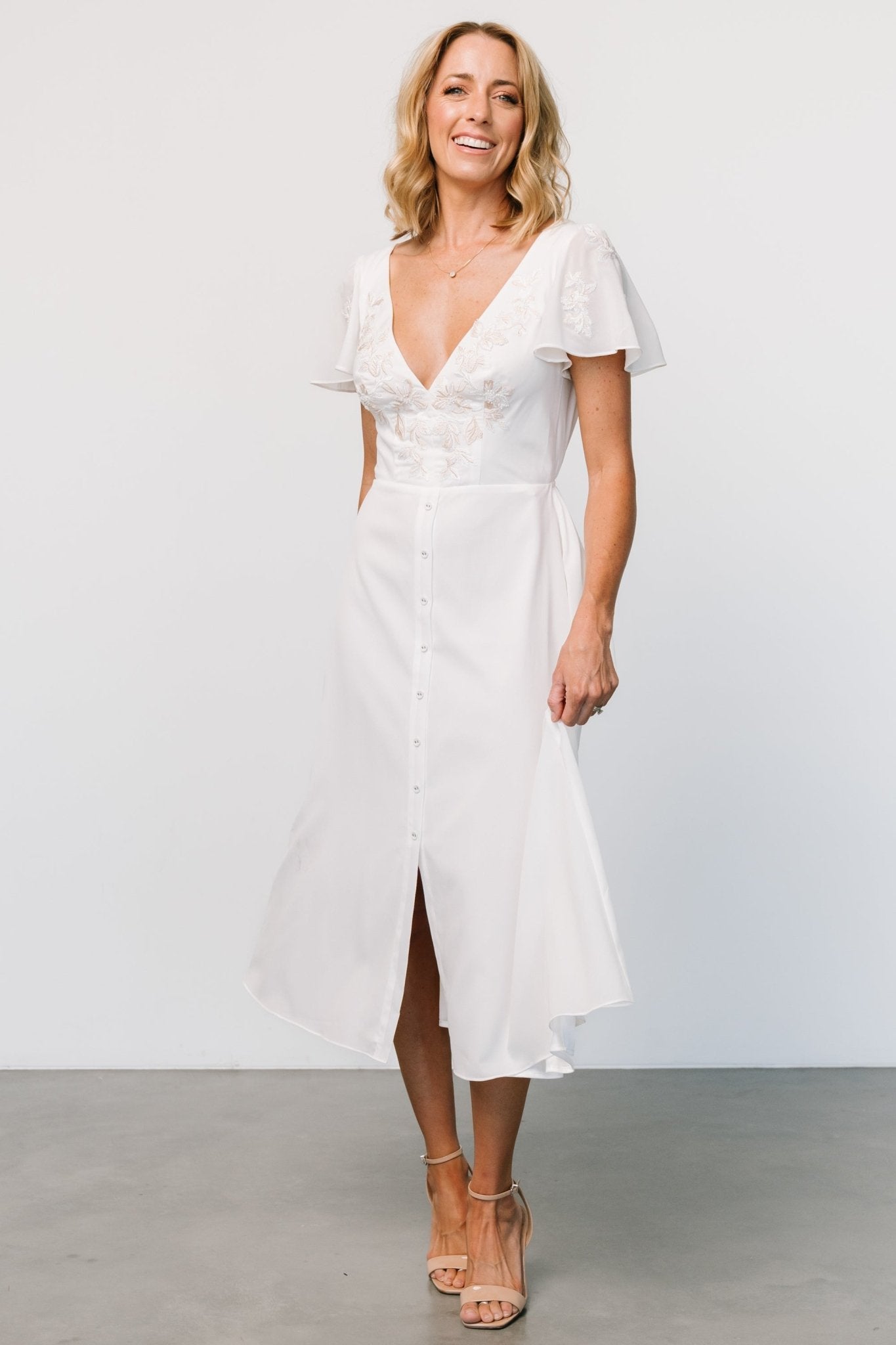 Swan Bead Embroidered Midi Dress | Off White Discount Reliable