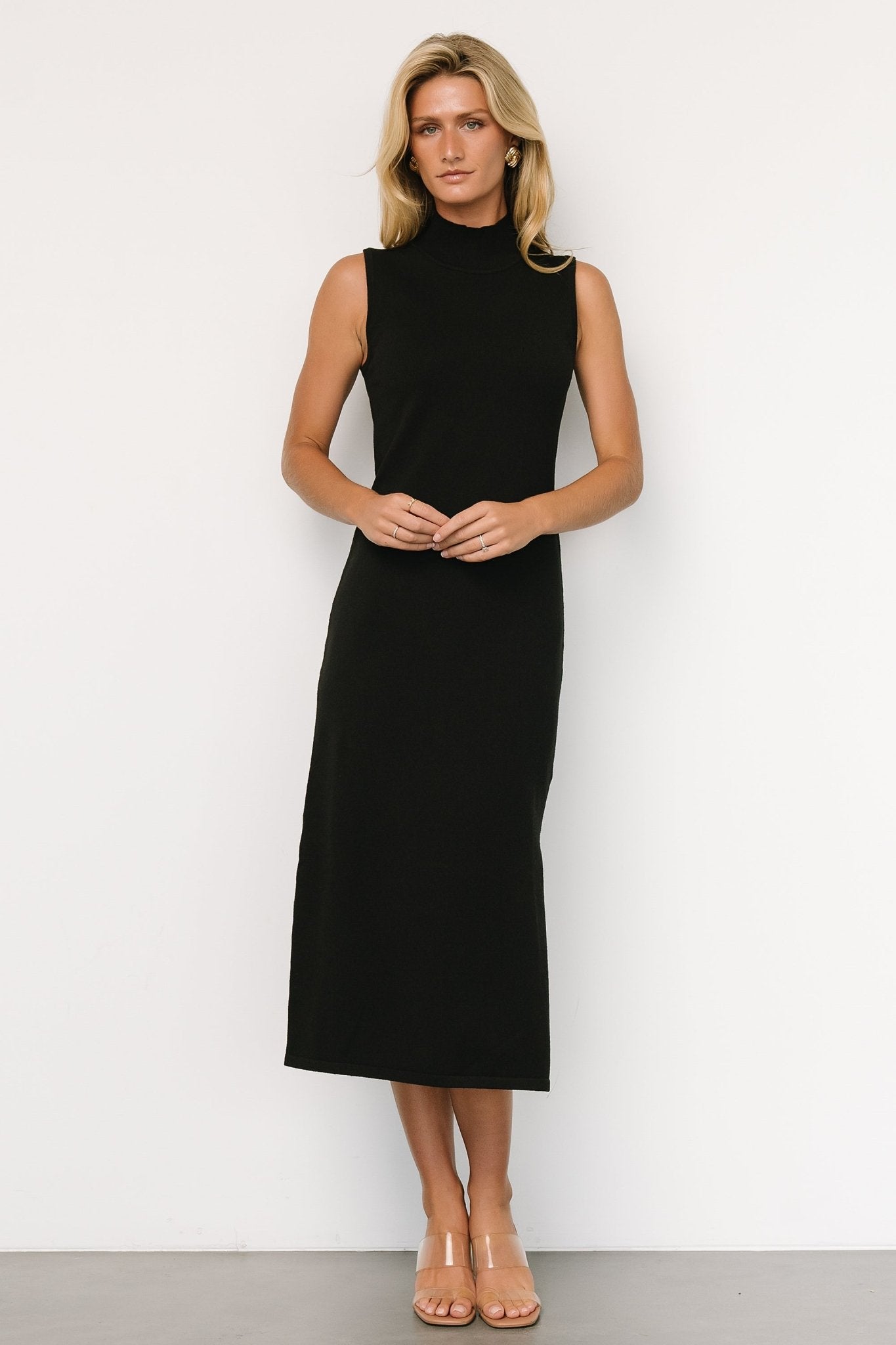 Angelina Mock Neck Tank Dress | Black Supply Cheap Pice