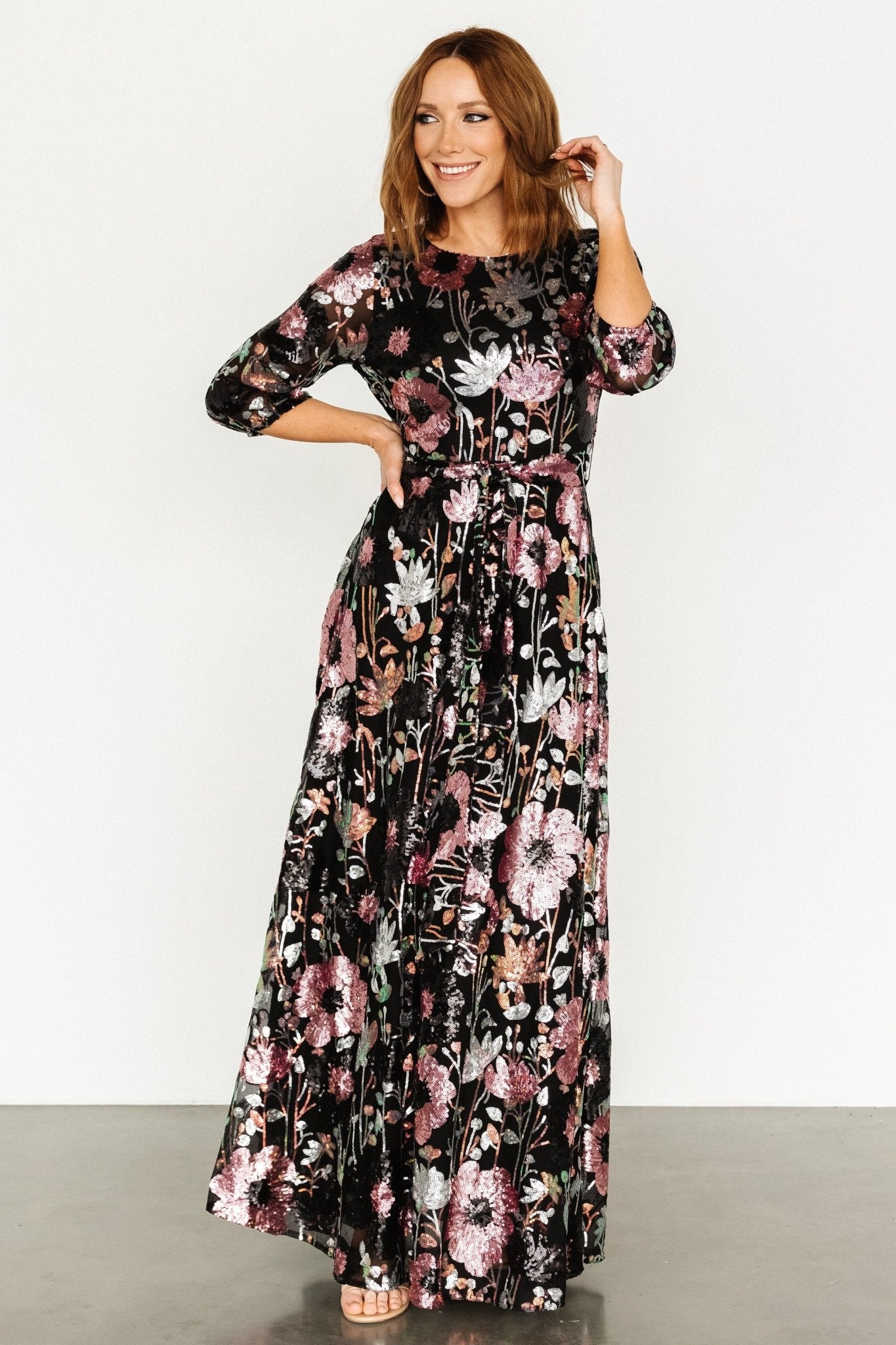 Destiny Sequin Maxi Dress | Black Multi Cheap Sale Big Sale