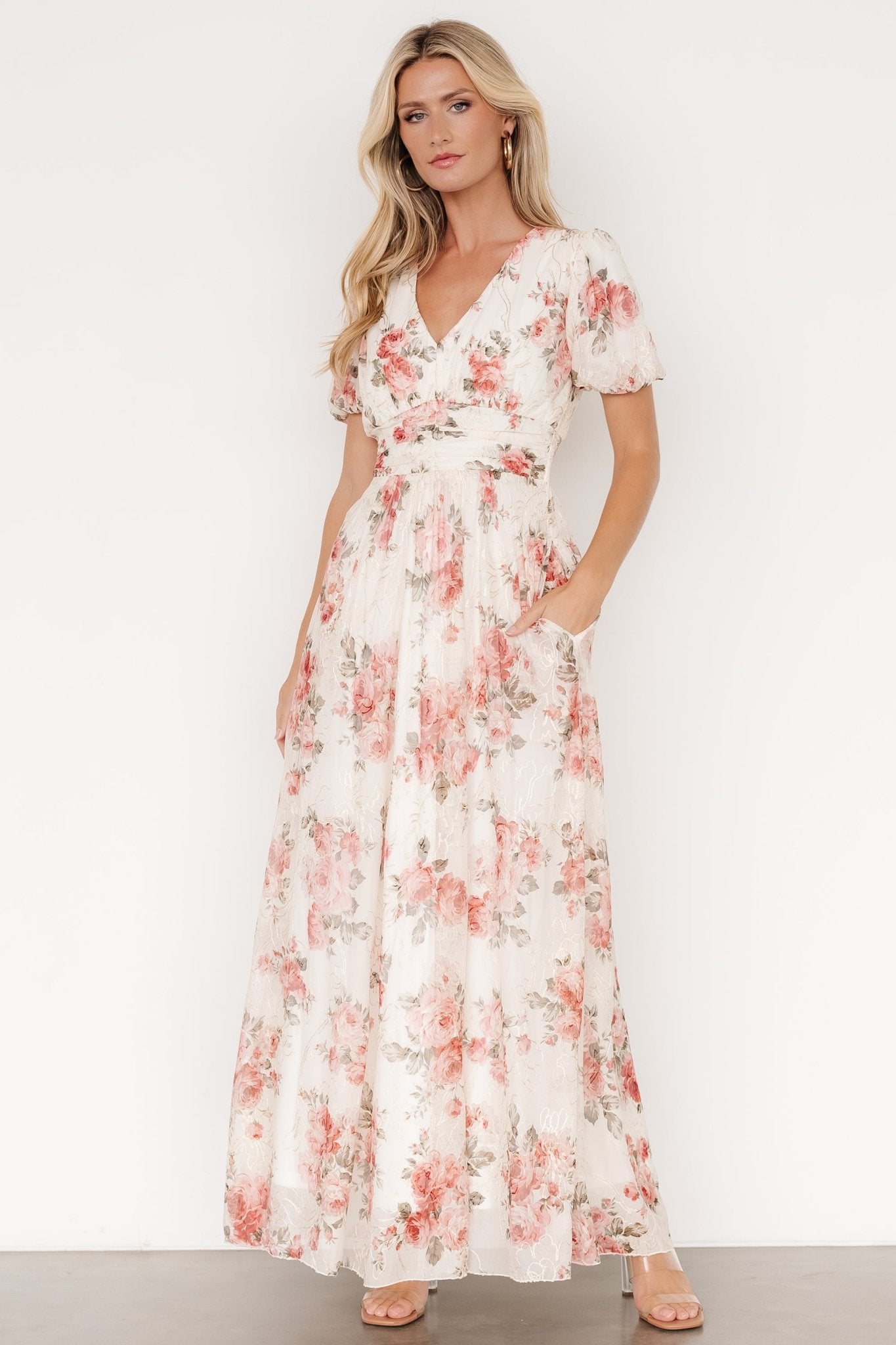 Ardley Maxi Dress | Cream + Rose Floral Top Quality Cheap Pice