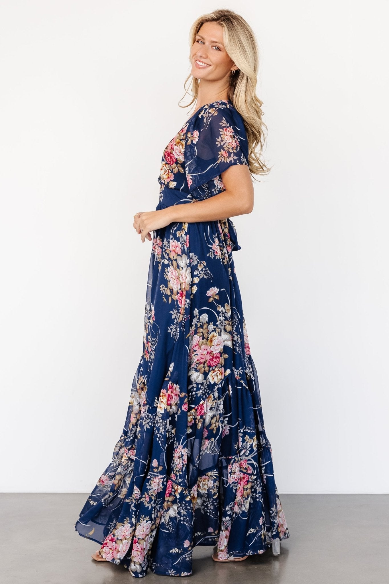 Katherine Maxi Dress | Navy + Pink Floral Cheap Pirce