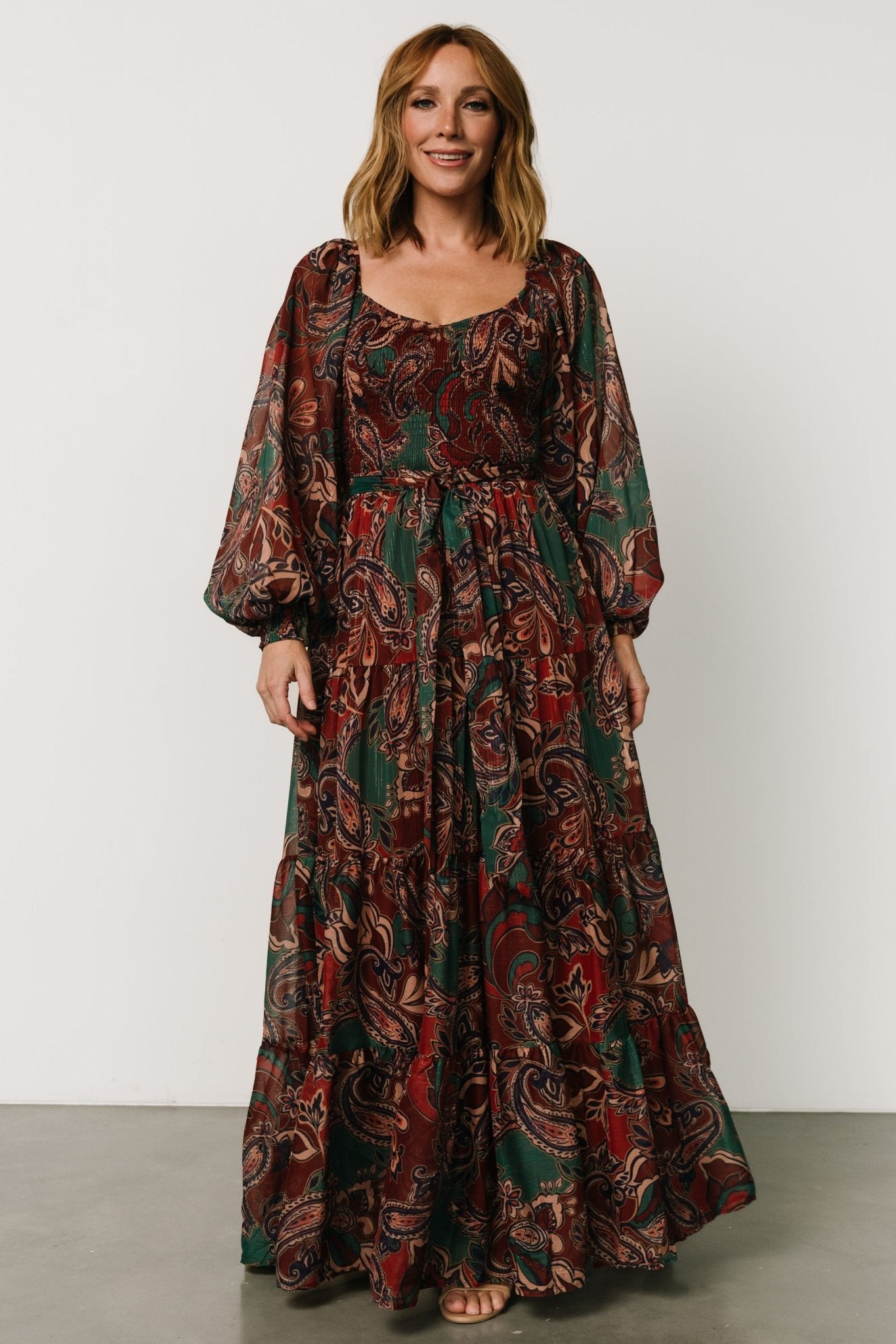 Livia Maxi Dress | Dark Green + Wine Multi Best Sale Cheap Online