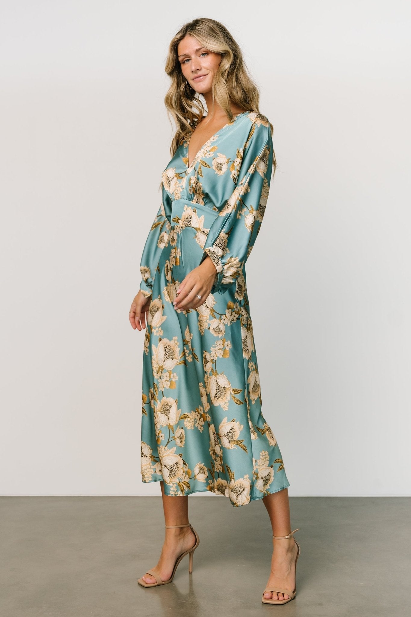 Joni Satin Midi Dress | Blue Multi Cheap Sale Low Pice