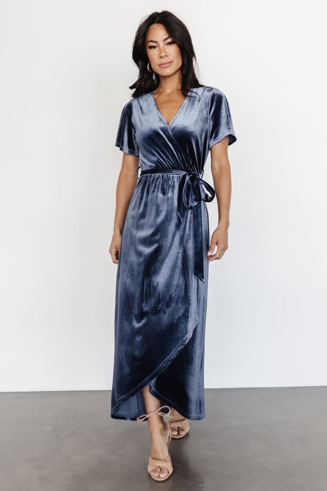 Nadine Velvet Midi Dress | Blue Cheap Sale Big Discount