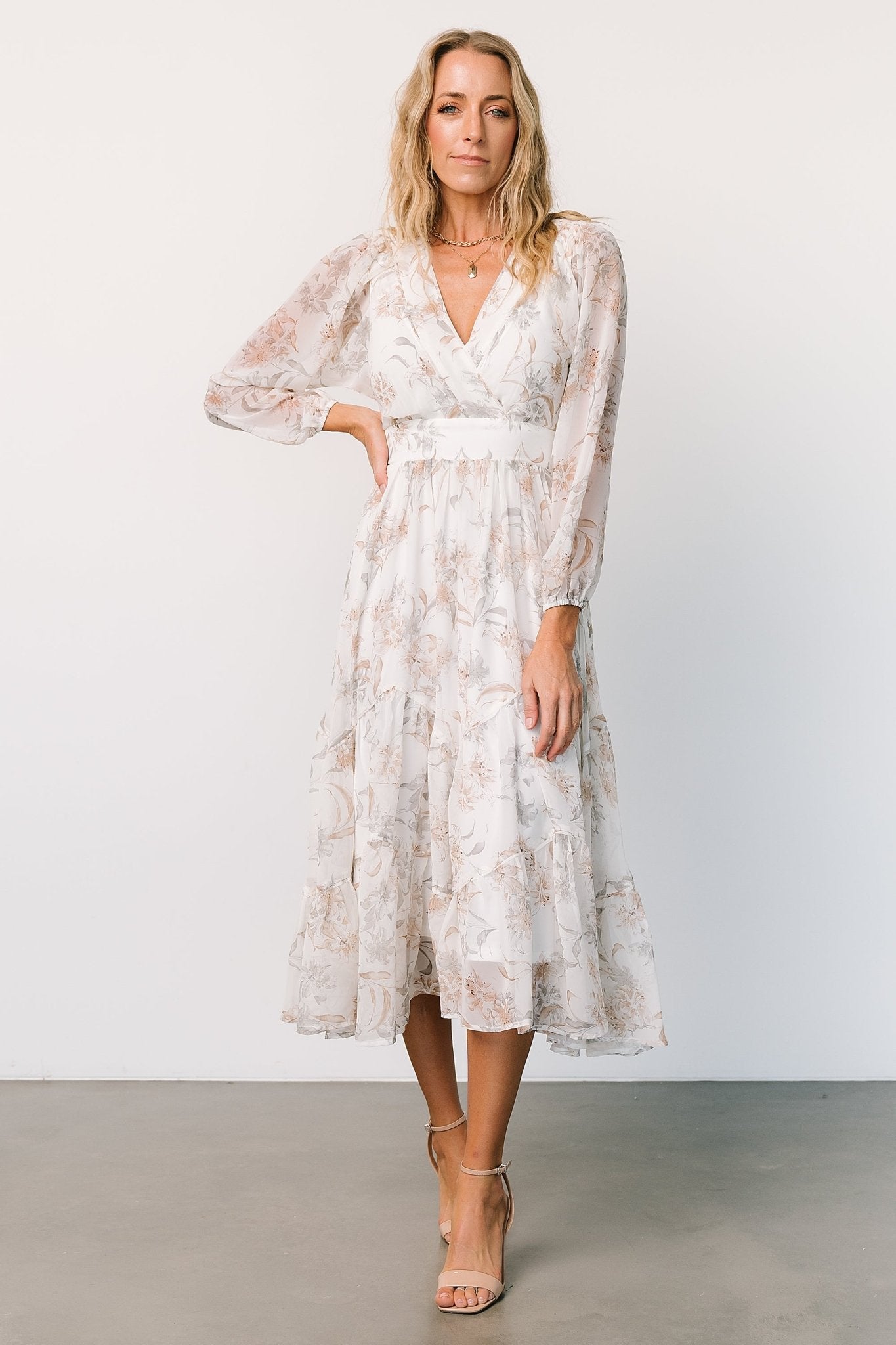 Raven Midi Dress | Off White Floral Sale Affordable