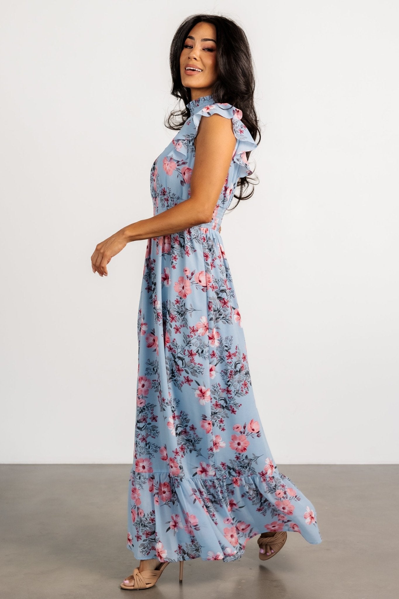 Kearny Ruffle Maxi Dress | Light Blue + Blush Sale Choice