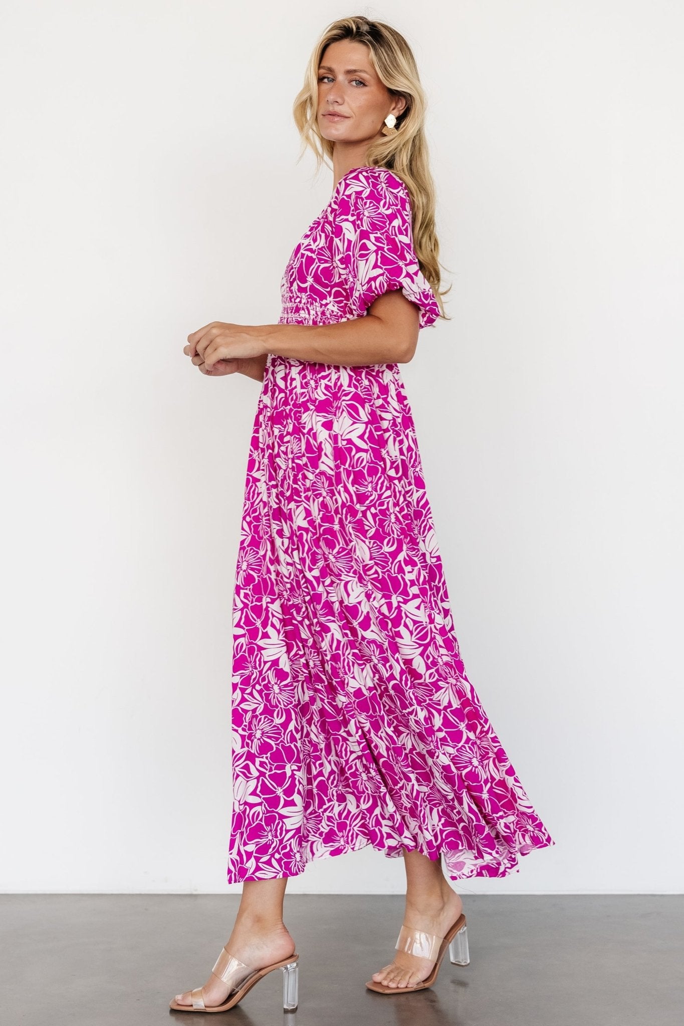 Elaine Maxi Dress | Magenta + White Fashionable Online