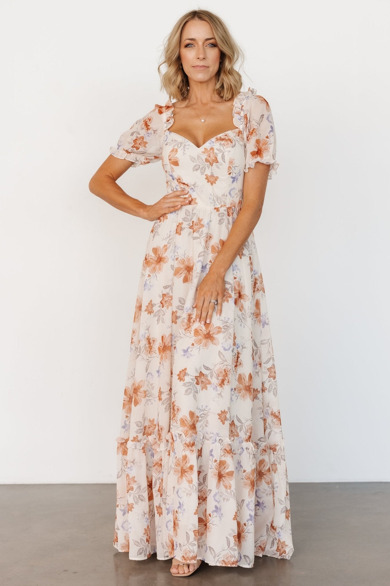 Aberdeen Sweetheart Maxi Dress | Cream Floral Cheap Sale Huge Surprise